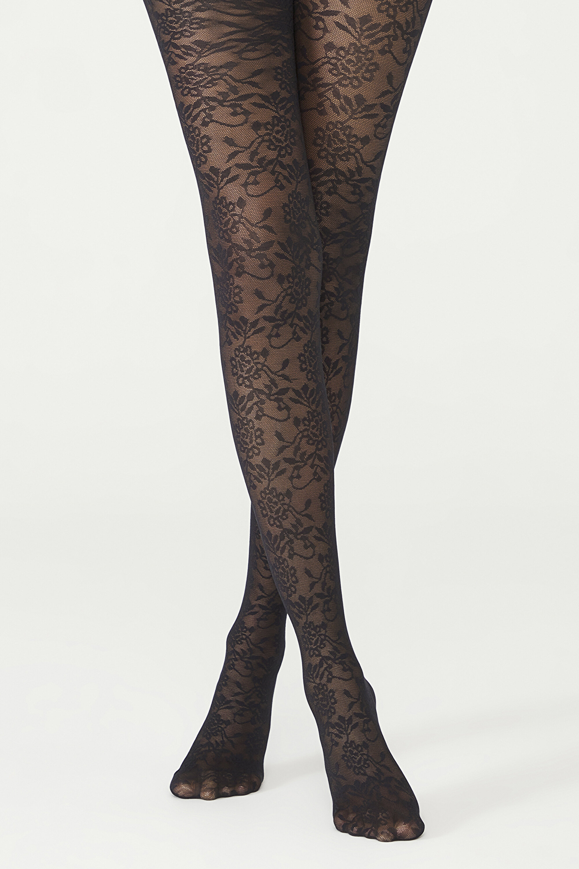 Black Lace Flowers Sheet Tights PCDP678K20SK-500 - SIYAH3 - Penti