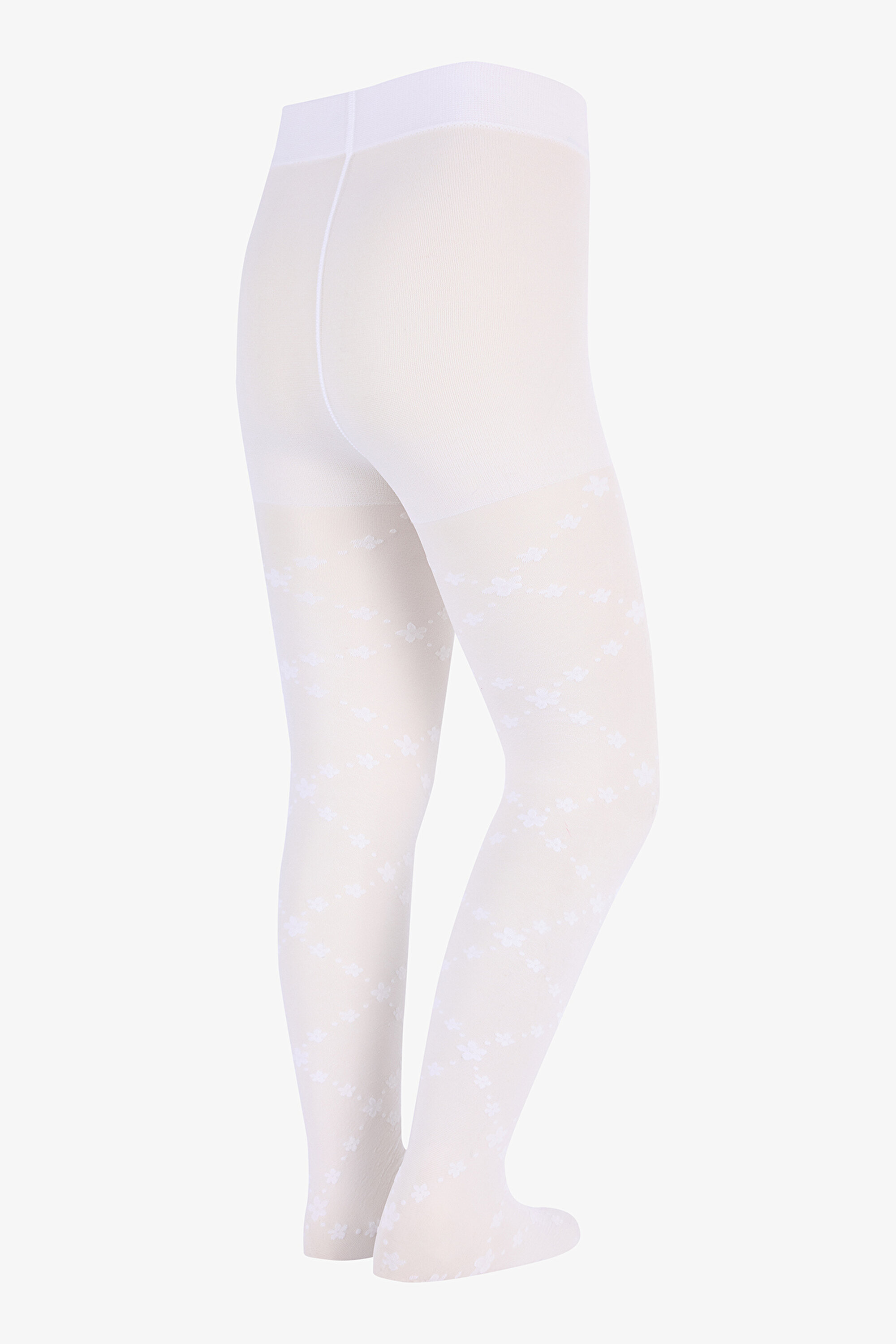 Kız Çocuk Pretty Daisy Zigzag Beyaz Külotlu Çorap PCDP721G25IY-10