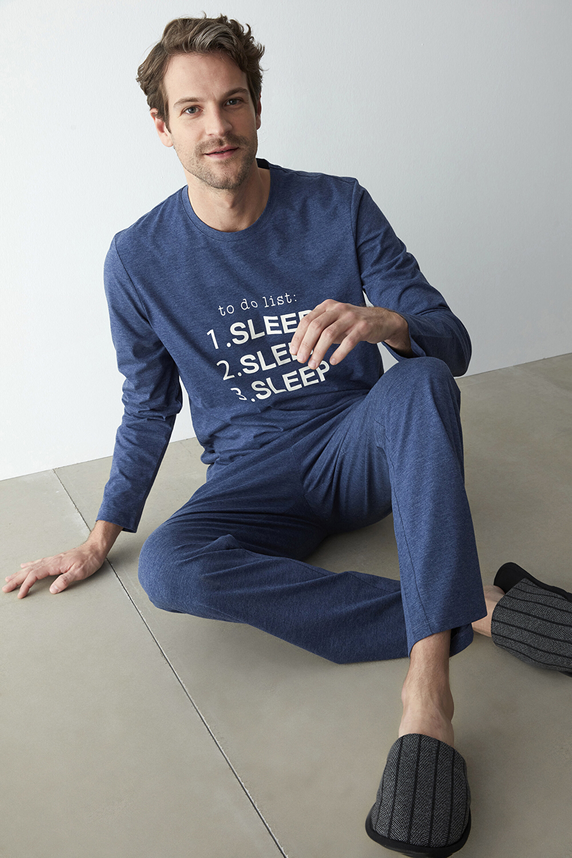 SLEEP LS PANTOLON SET, L, IG1 INDIGO