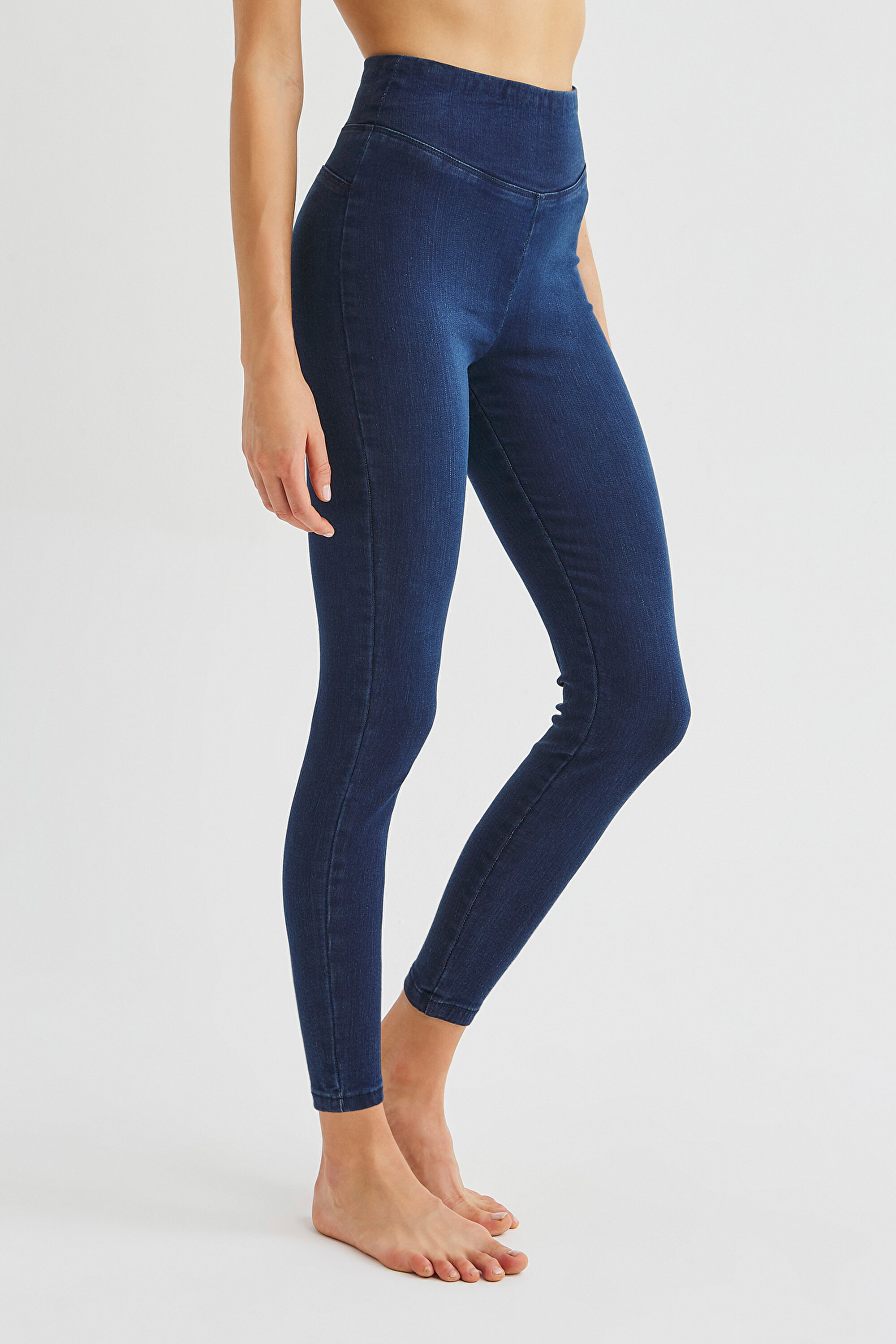 HIGH WAIST PUSH UP JEGGIN, L, DENIM BLUE