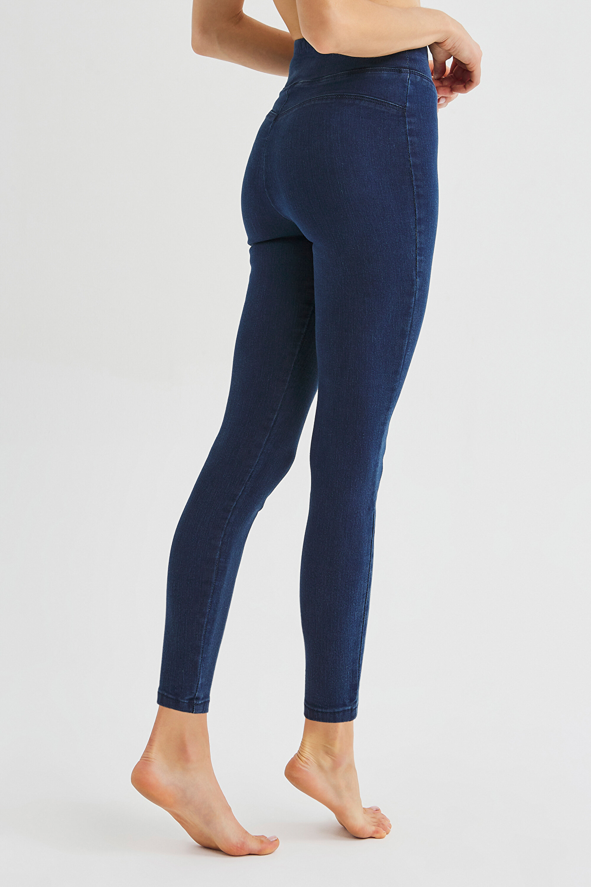 HIGH WAIST PUSH UP JEGGIN, L, DENIM BLUE