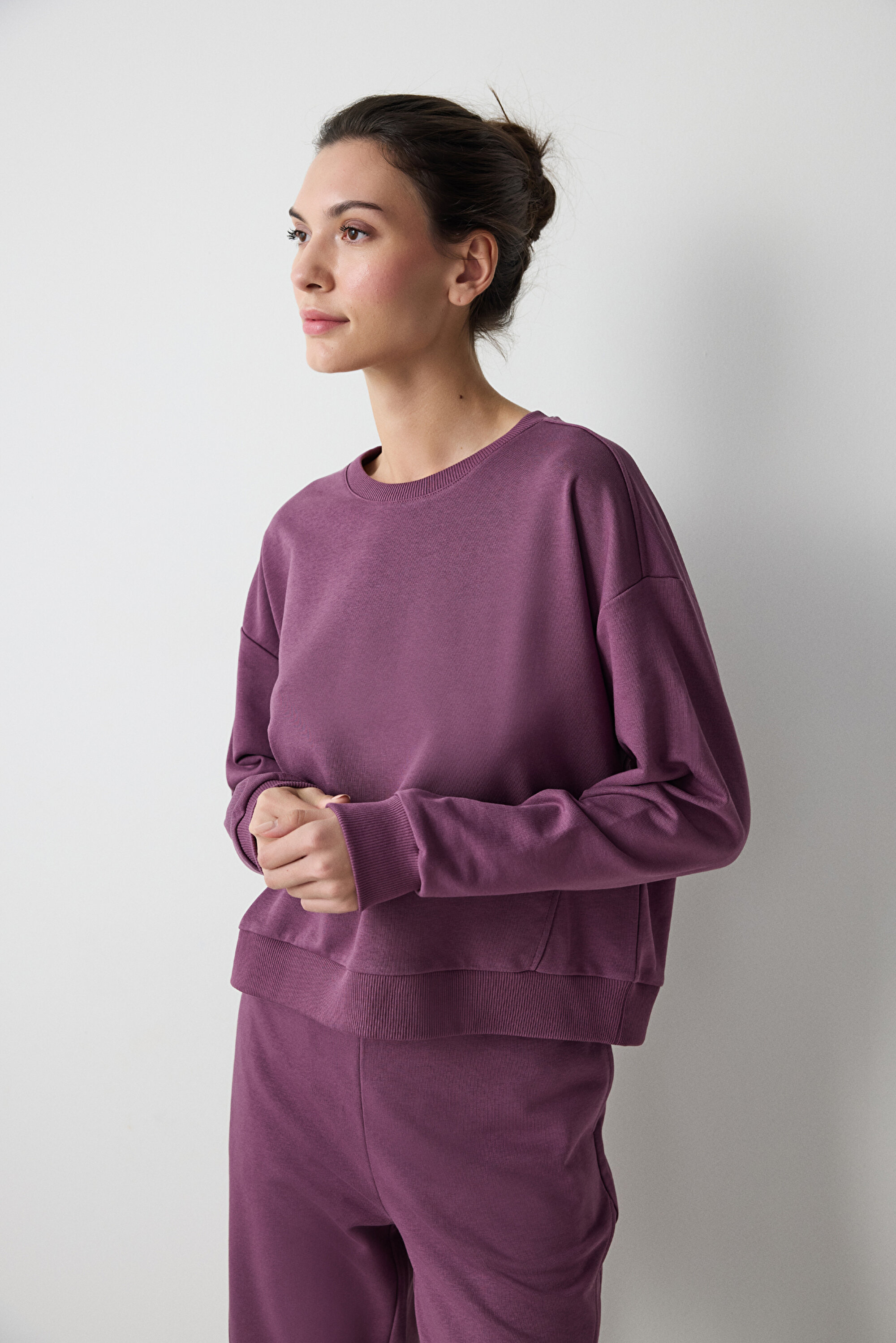 Mürdüm Dikiş Detaylı Sweatshirt PH2QKT3X25IY-BX18 - BORDO - Penti