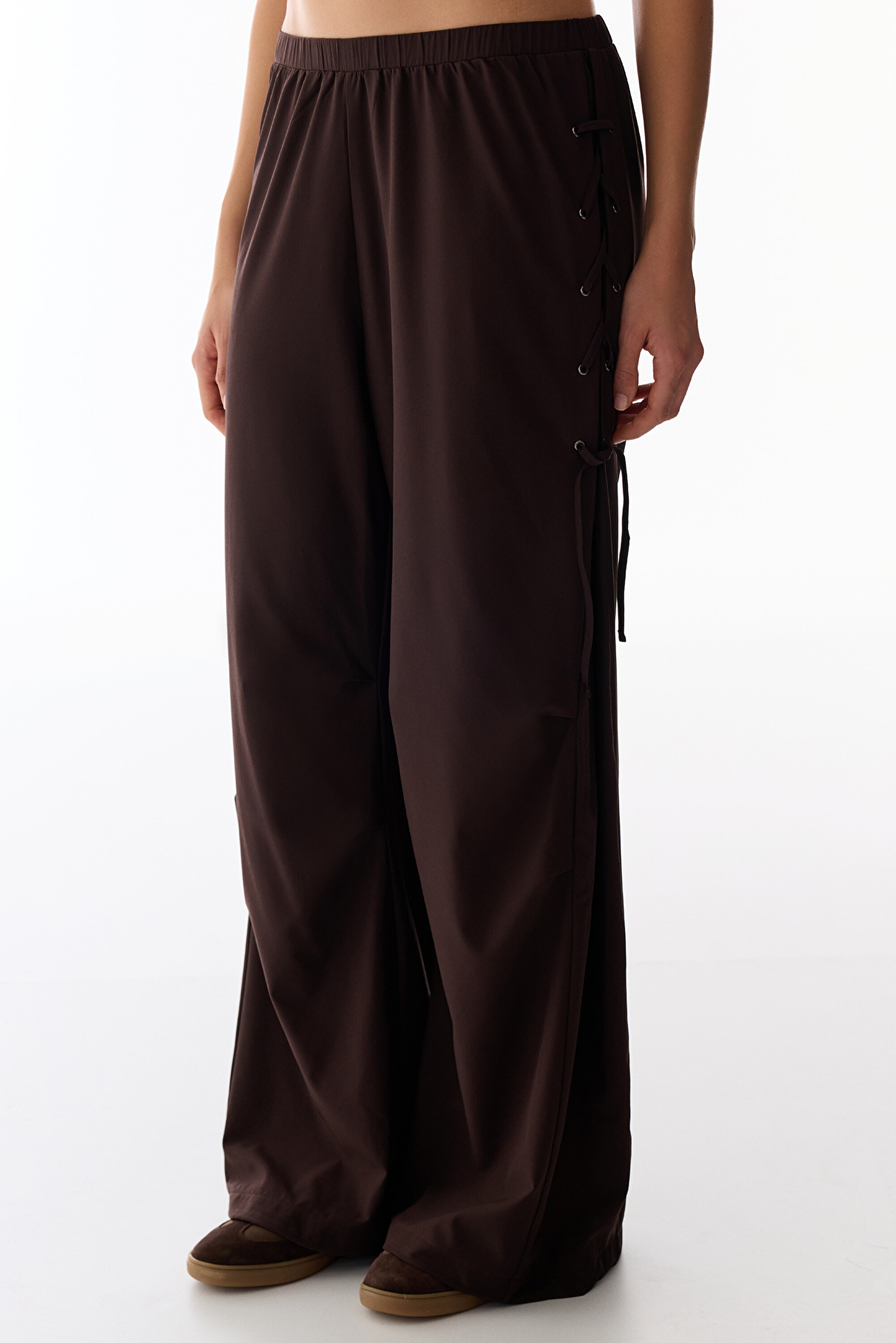 ペンティ オリジナル PENTI Dark Brown Hem Detail High-Waisted Pants PH3DFSDN26IY-BN68 - Penti