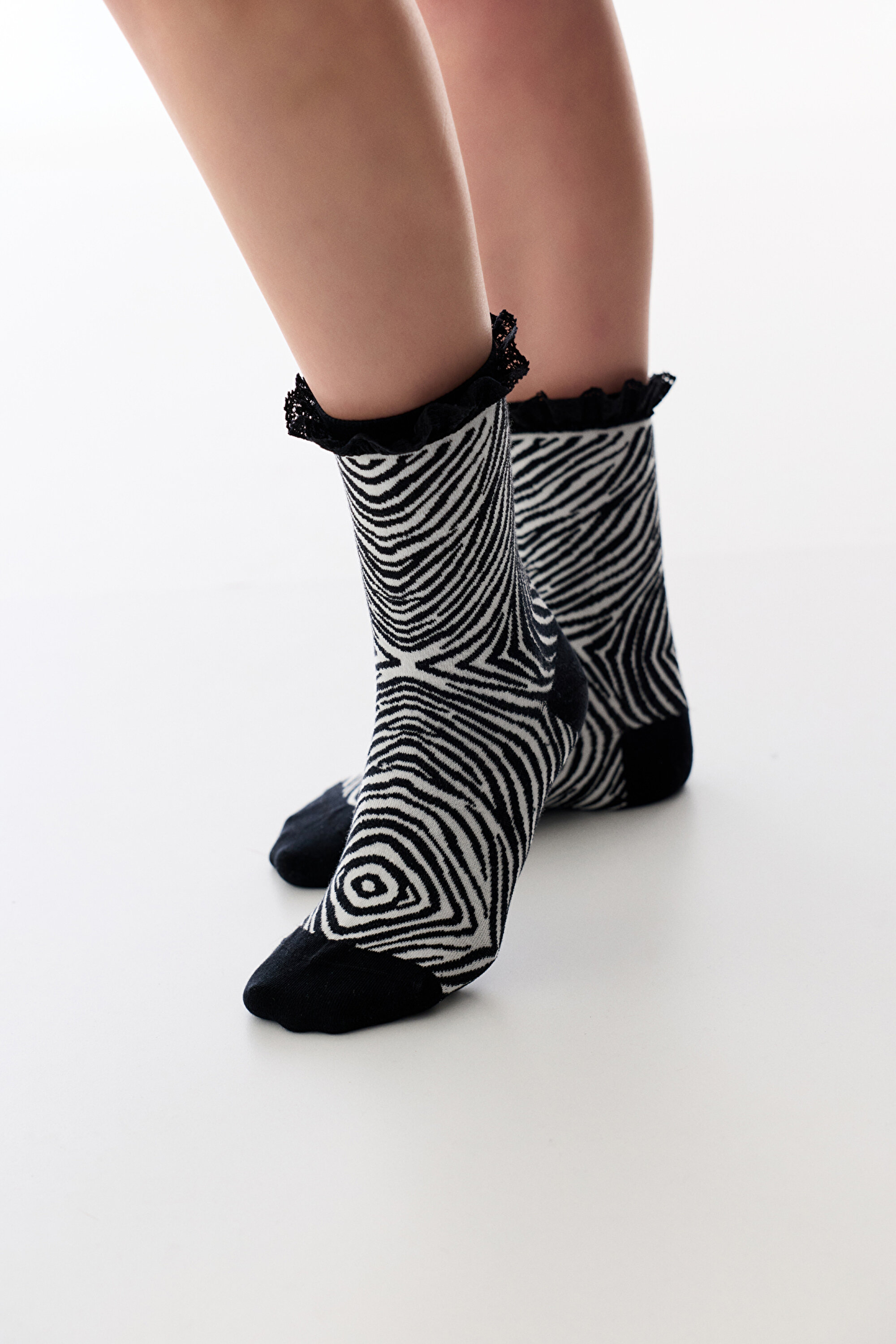 Zebra Lace Socket Socks PH477Q8226IY-500 - SIYAH3 - Penti