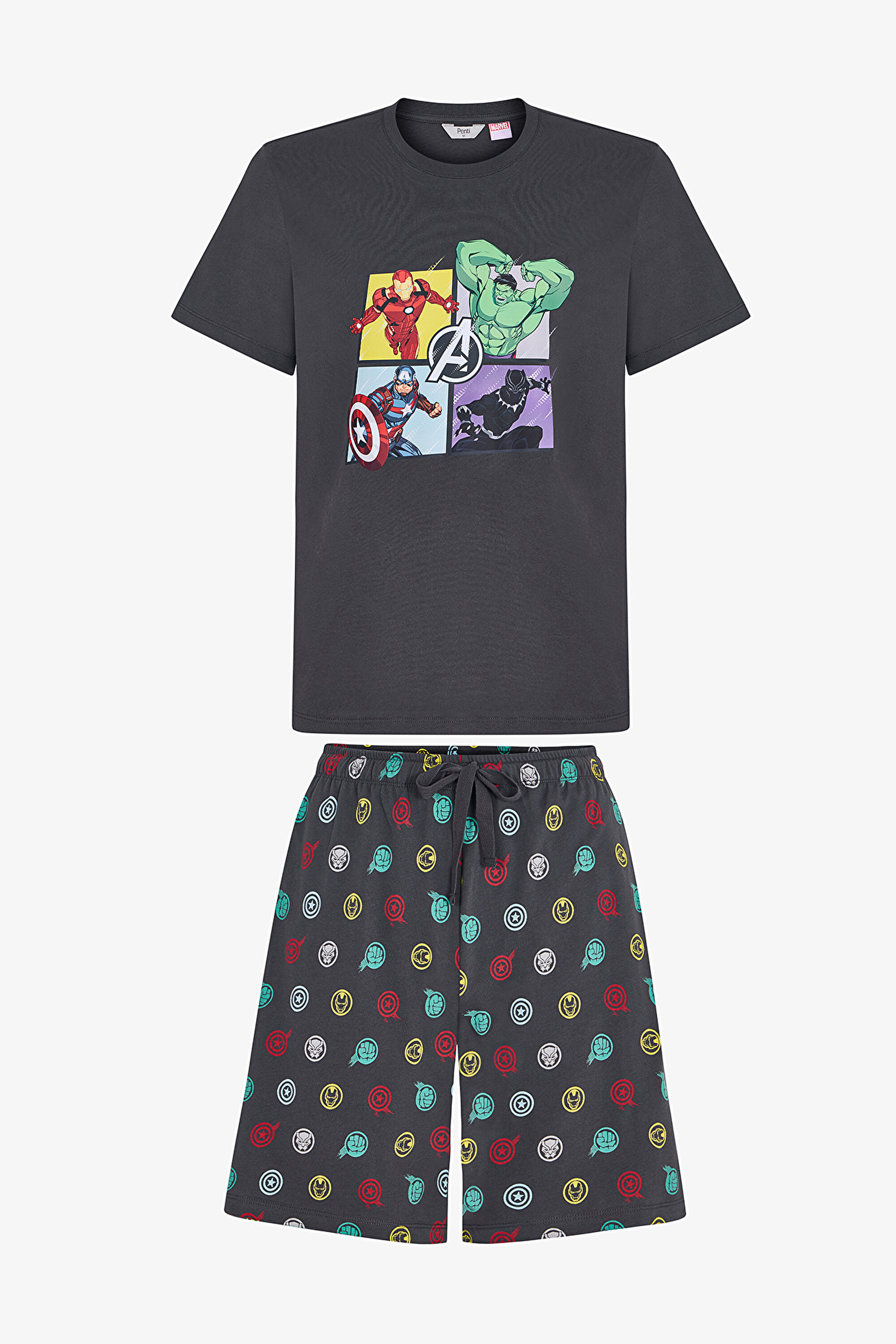 Erkek Renkli Lic-Avengers Şortlu Pijama Takımı PH4KNV5M26IY-MIX