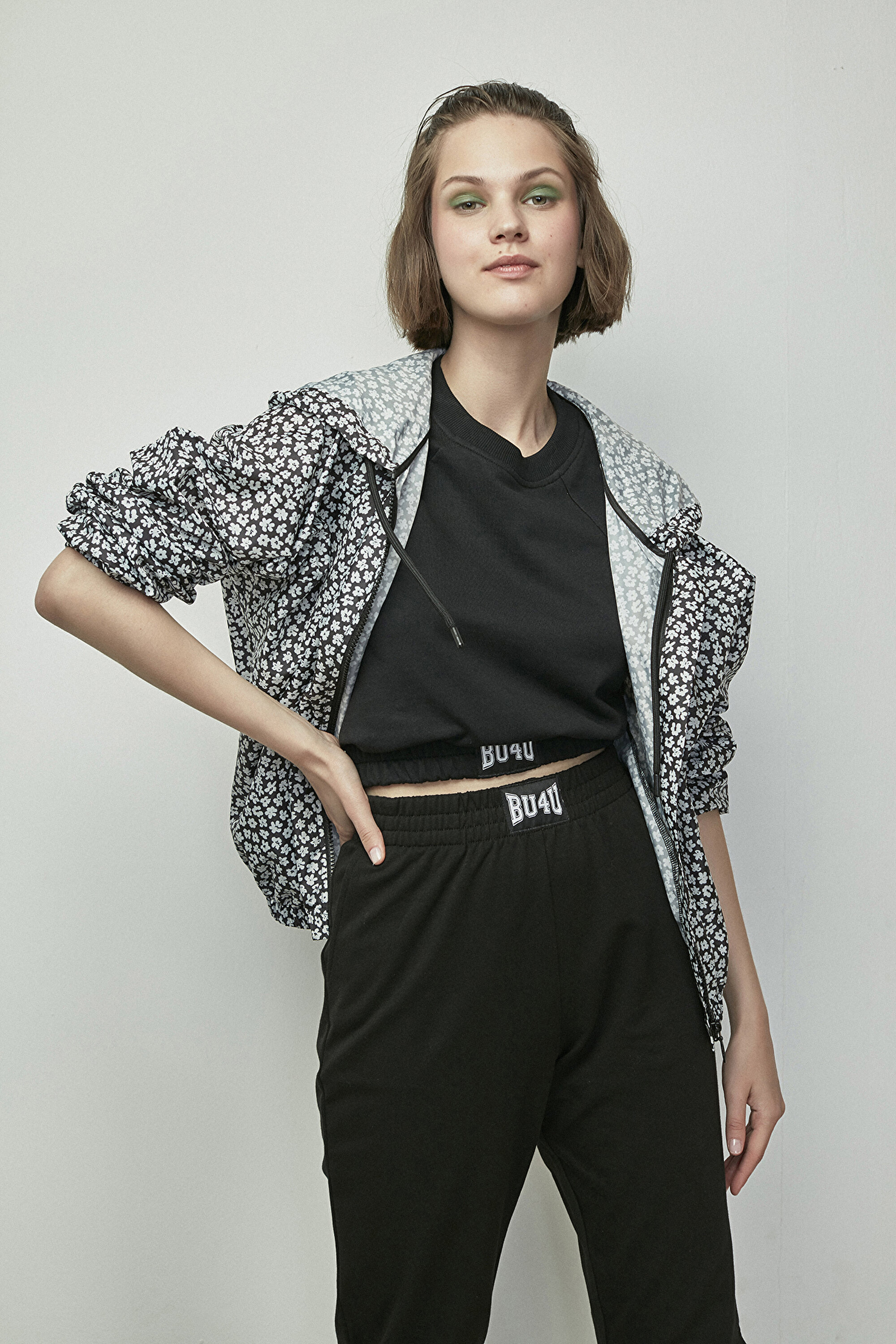 BU4U FLORAL WINDBREAKER, L, MIX MIX