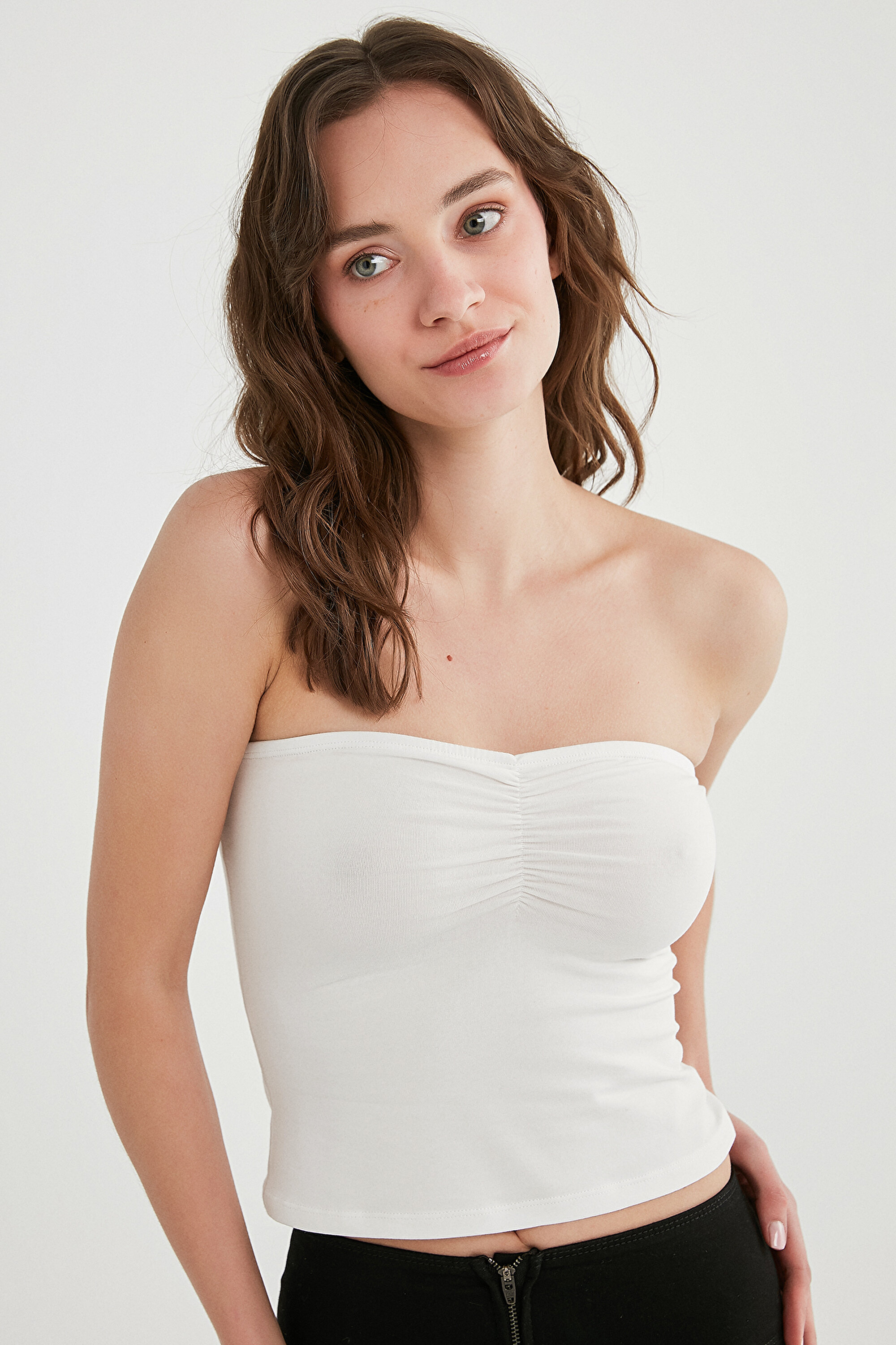 TUBE TOP, L, BYZ BEYAZ1