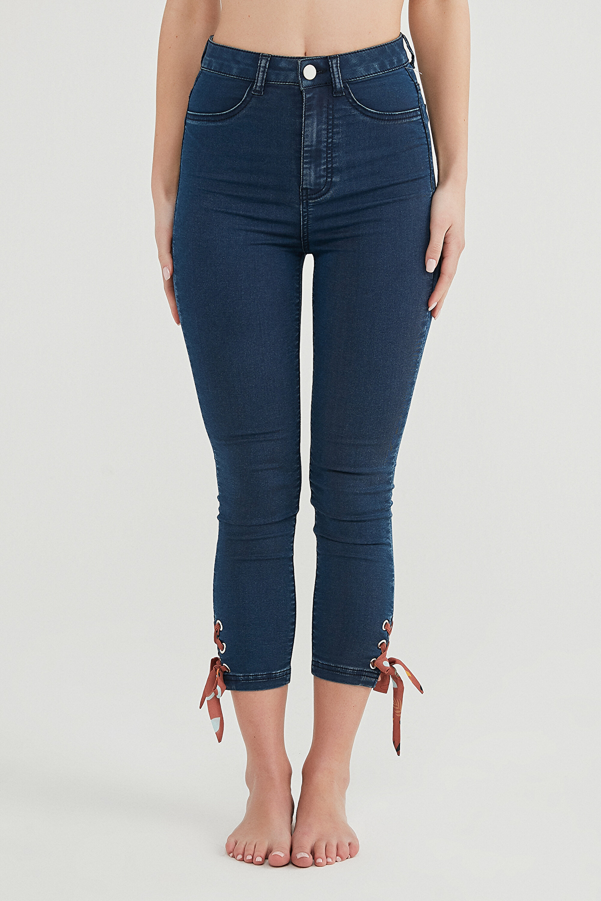 RIBBON DETAILED JEGGI, L, DNL DENIM BLUE