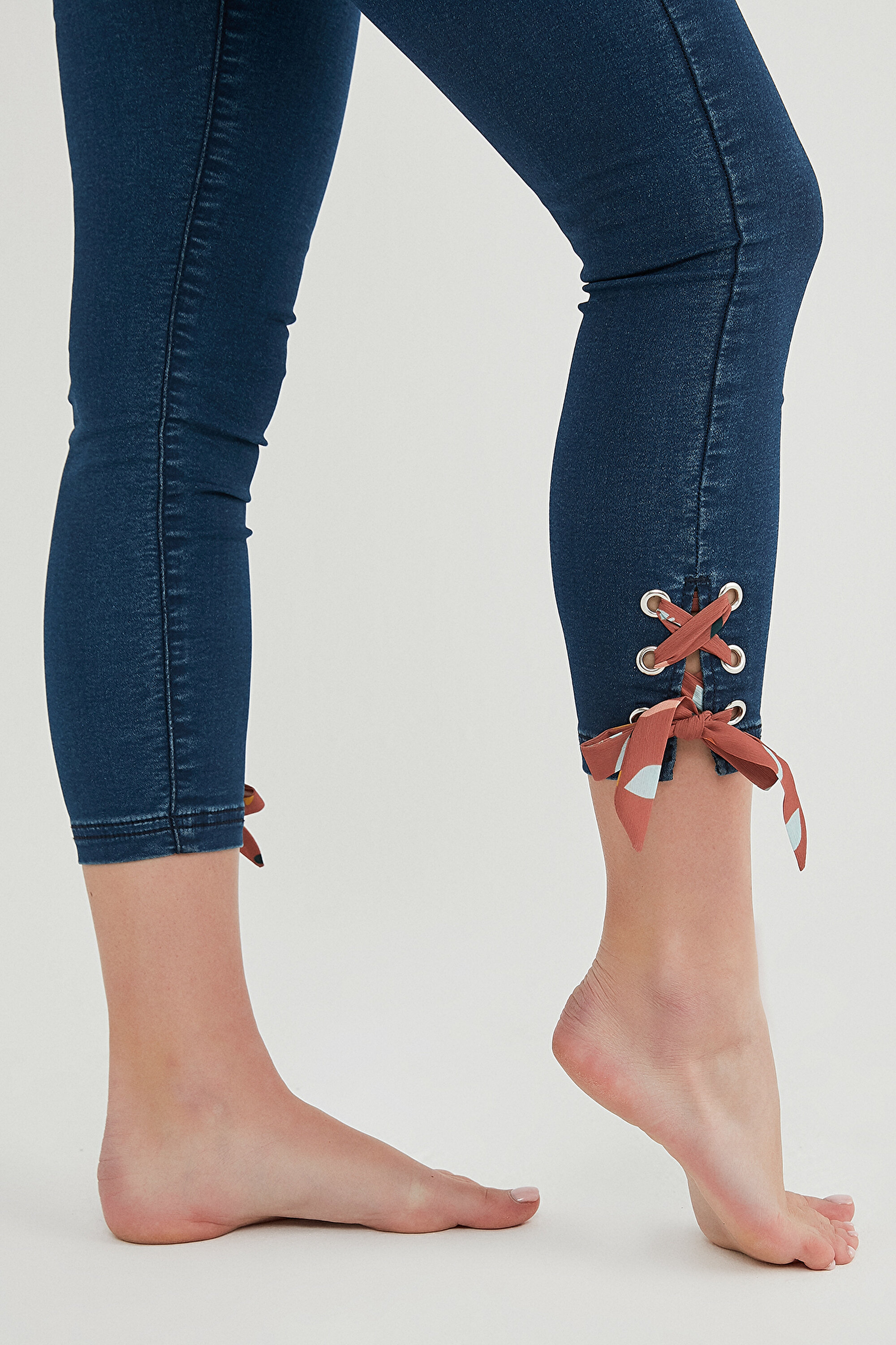 RIBBON DETAILED JEGGI, L, DNL DENIM BLUE