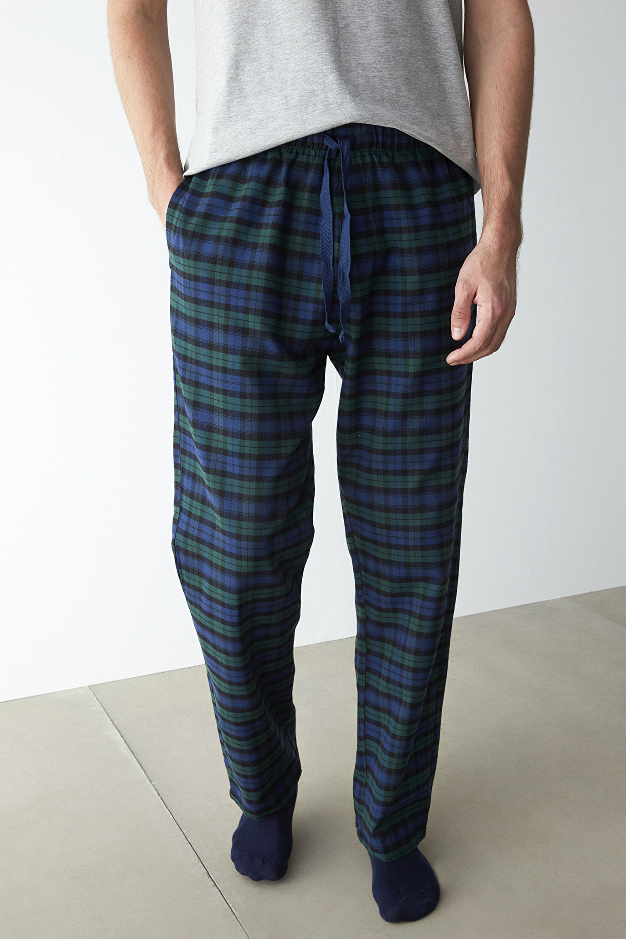 GIFT NG PLAID PANTOLON, L, BK3 SIYAH