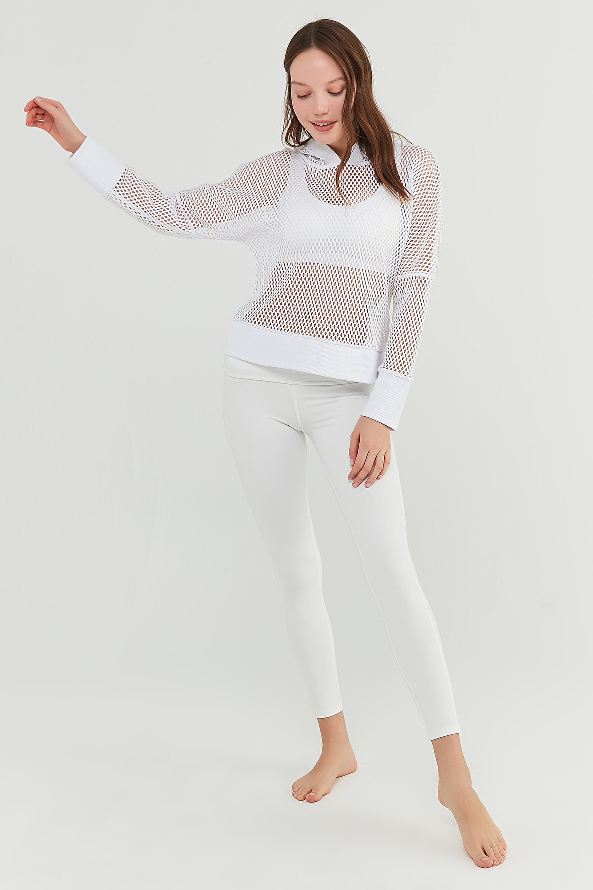 FISHNET SWEATSHIRT, L, B32 BEYAZ3