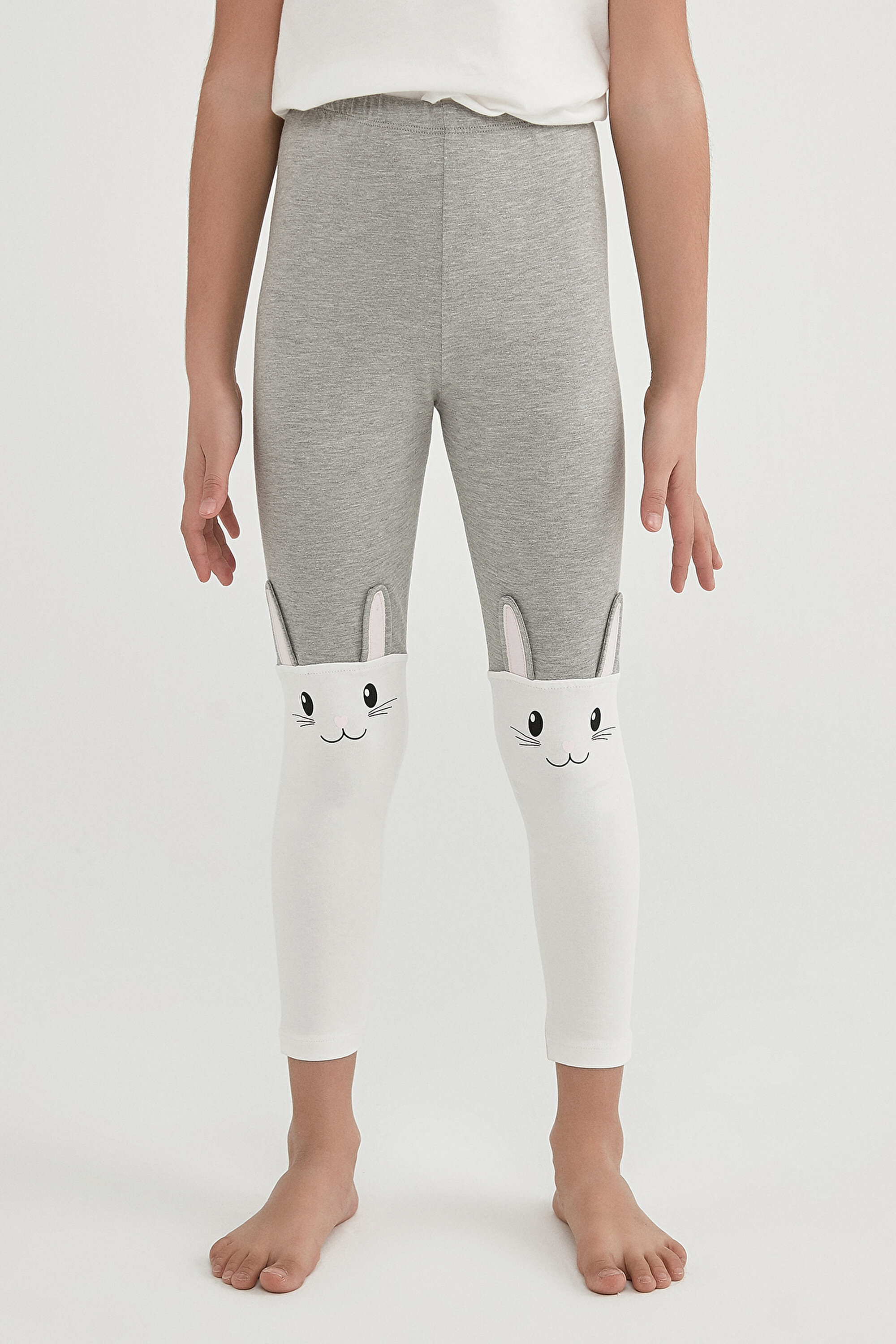 GIRLS RABBIT LEGGIN, 3-4, GE8 GRİ MELANJ
