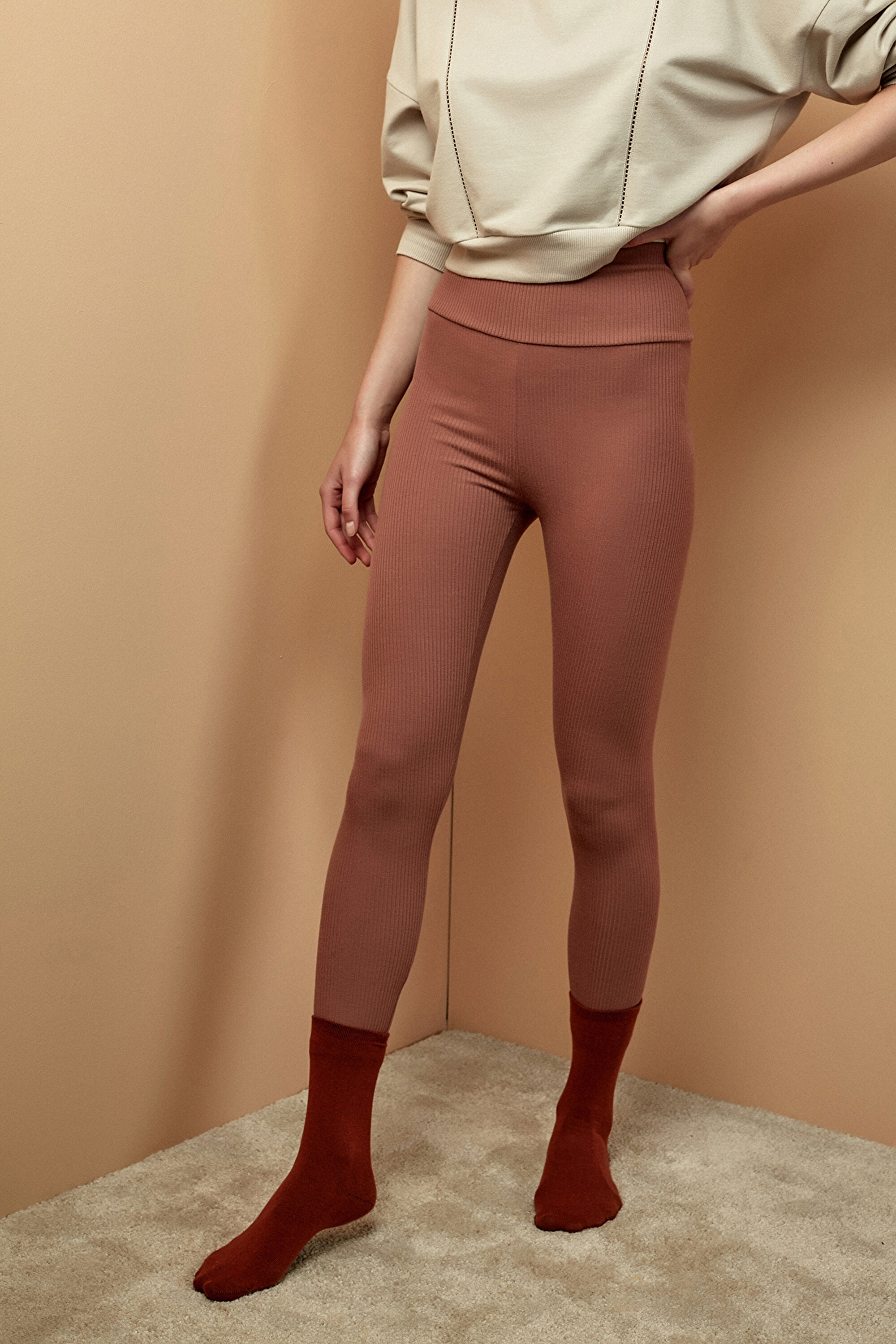 RELAX RIBBED LEGGING, 3XL, BN27 KARAMEL