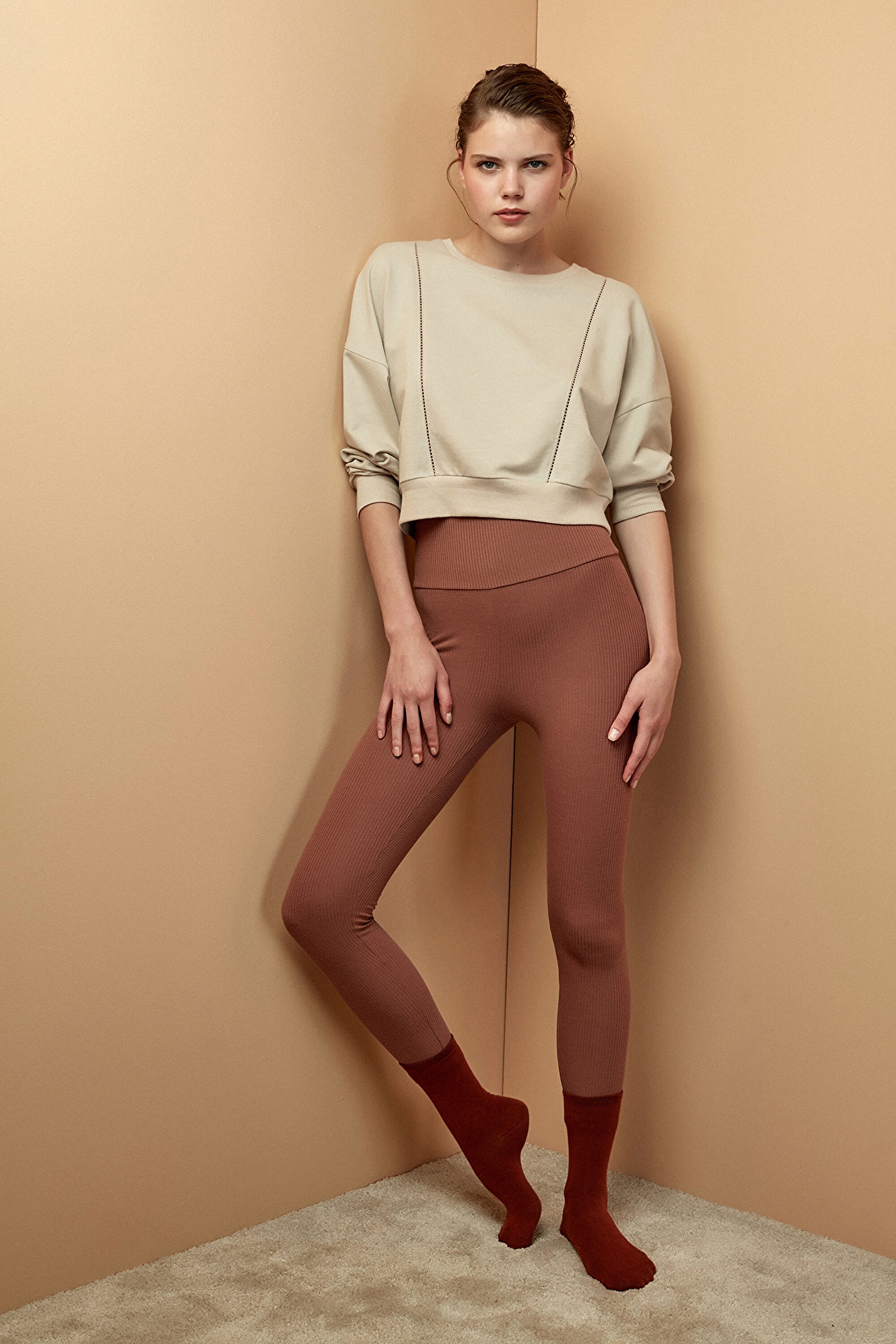 RELAX RIBBED LEGGING, 3XL, BN27 KARAMEL