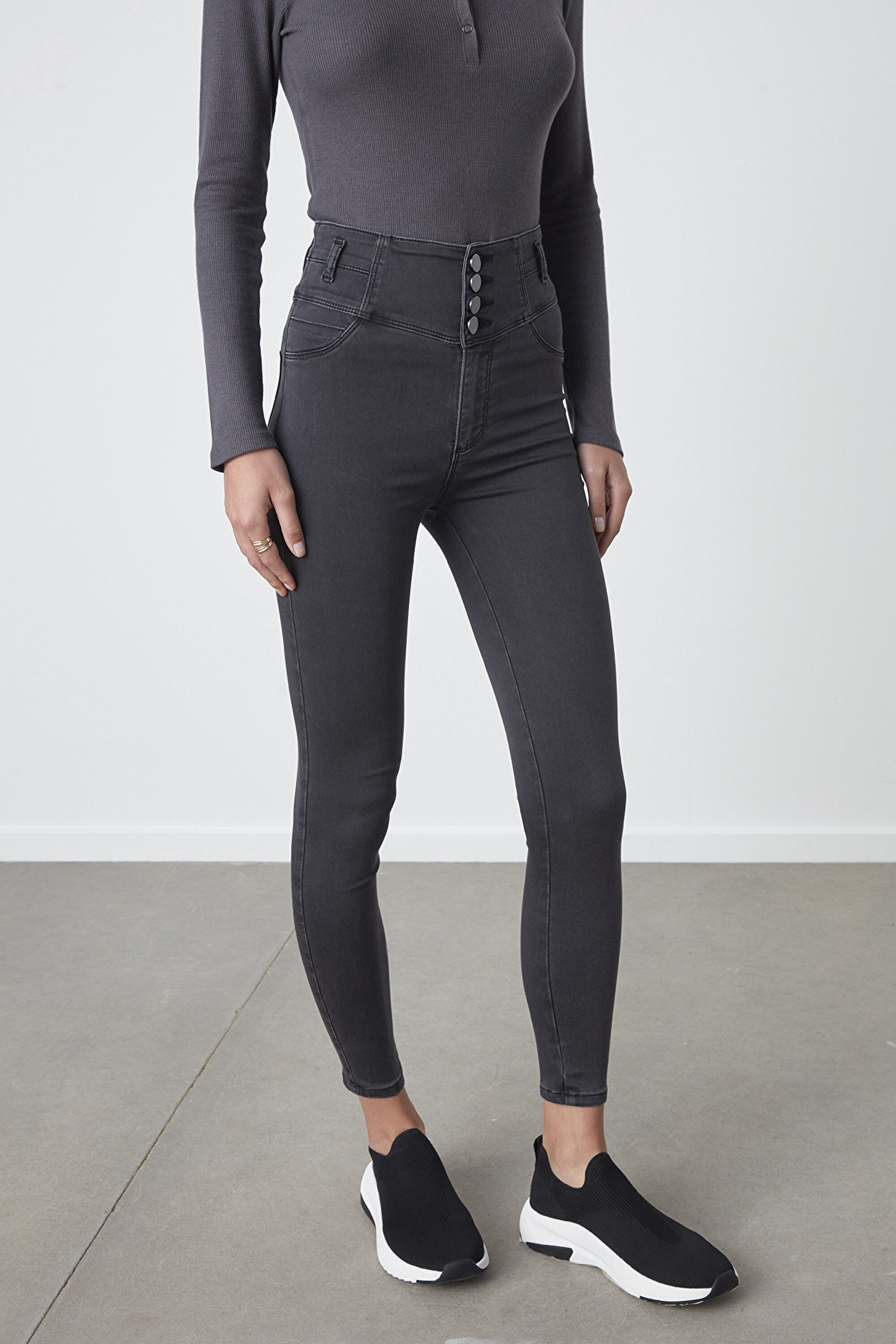 HIGH WAIST SLIMME, L, DA1 DENIM ANTRASIT