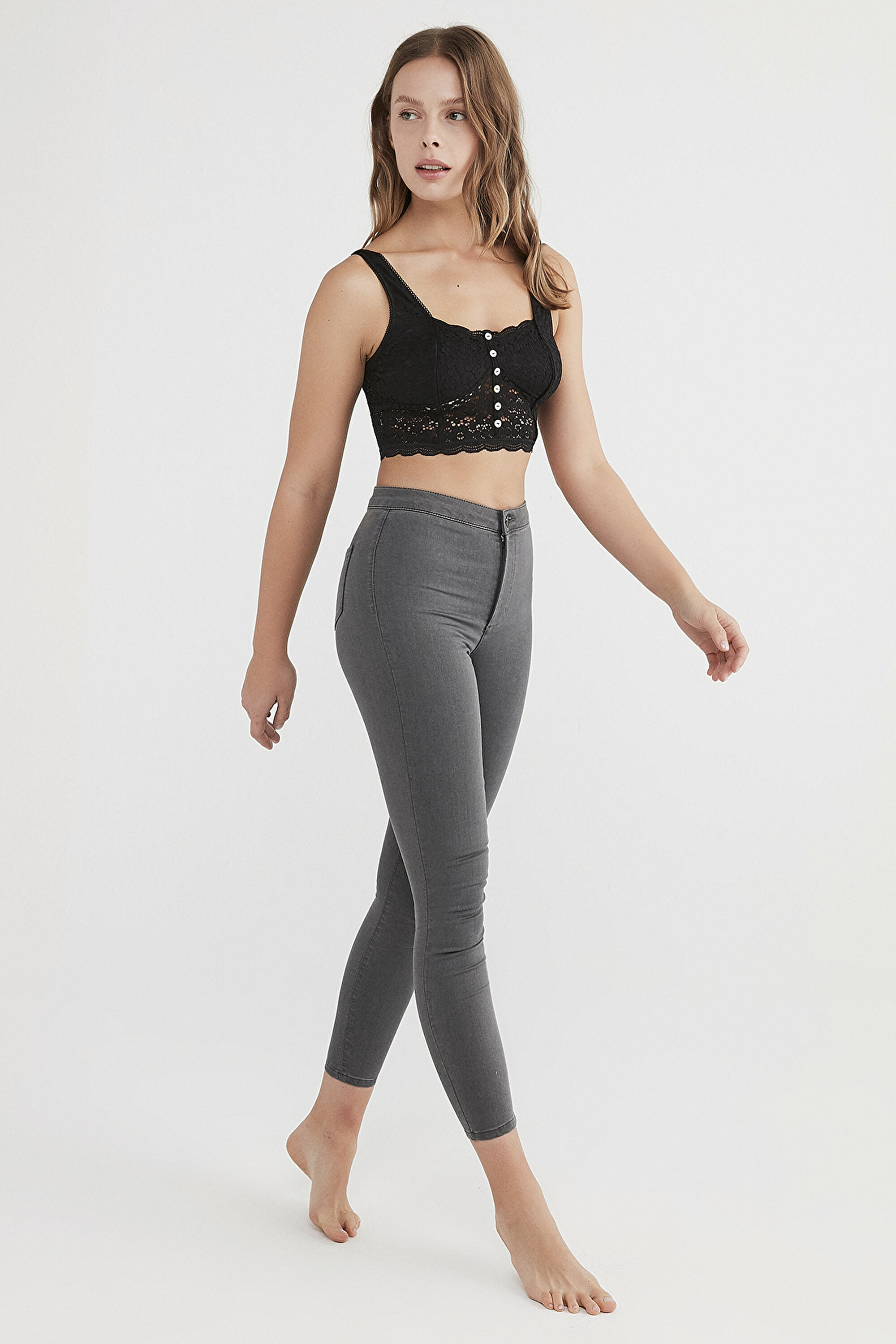 NEW LACE CROP CAMI, L, SIYAH4
