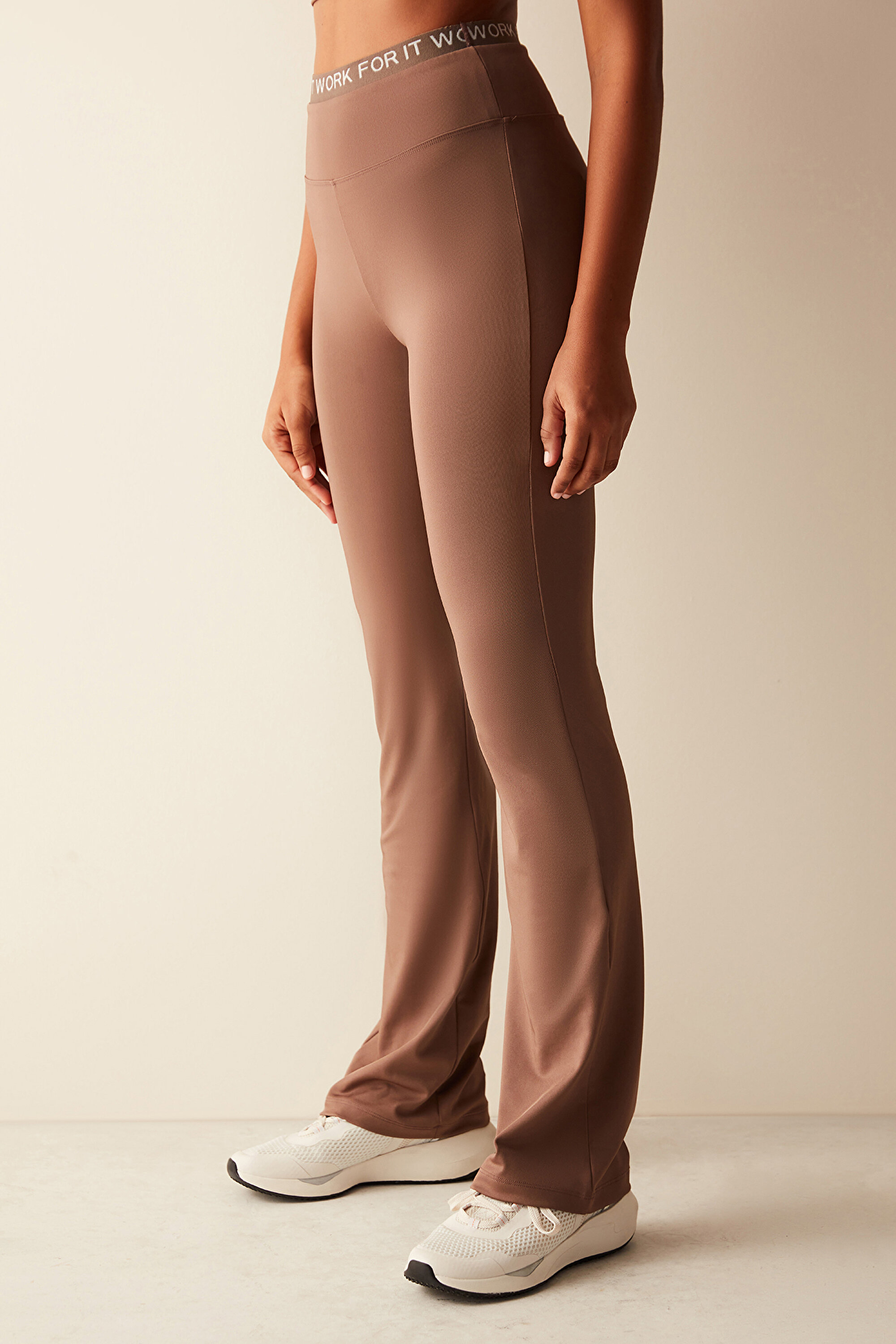 Slogan Waist Brown Flare Pants PHHDSM5Z23SK-BN66