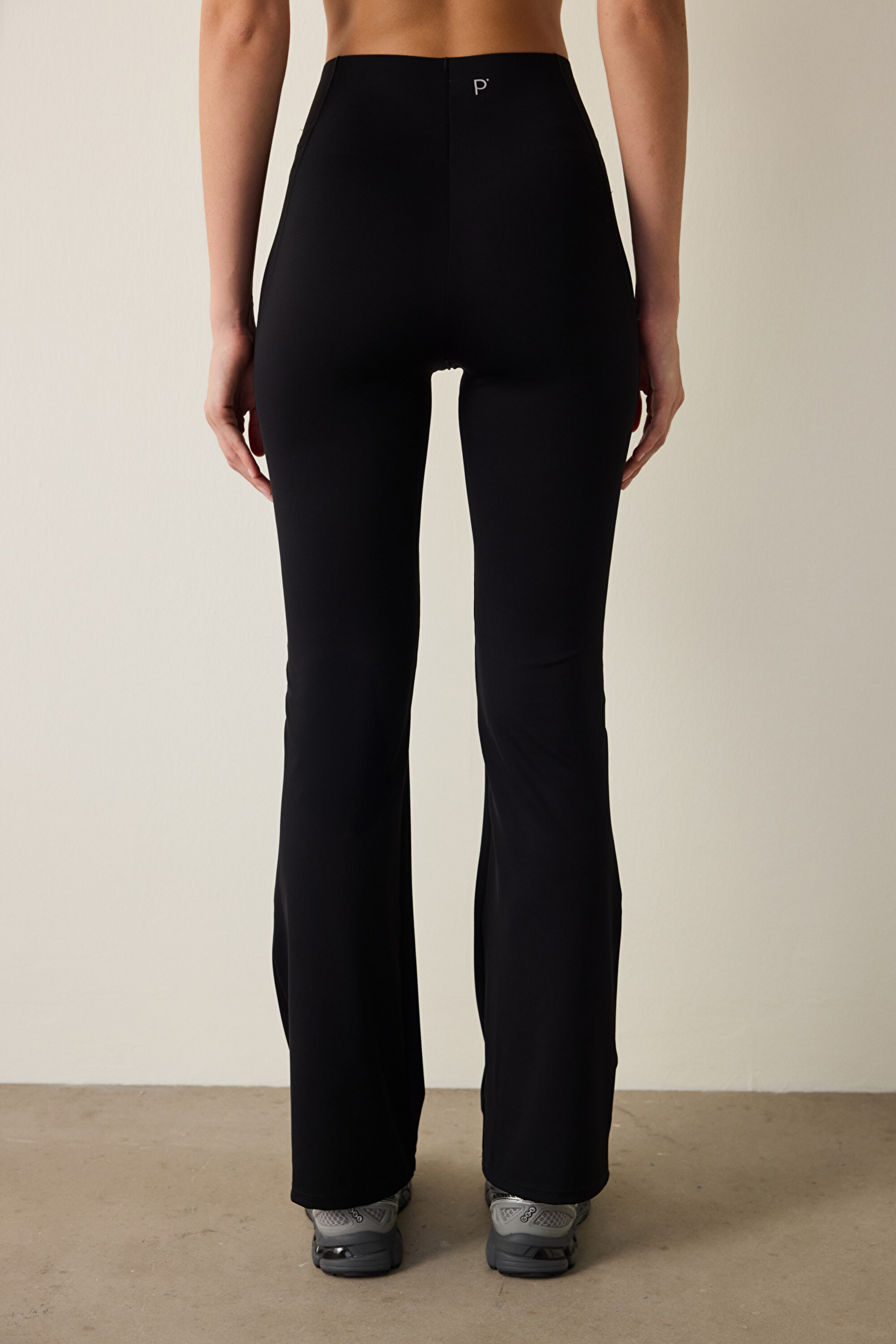 NEW BONDED WAIST FLARE PAN, L, BK3 SIYAH