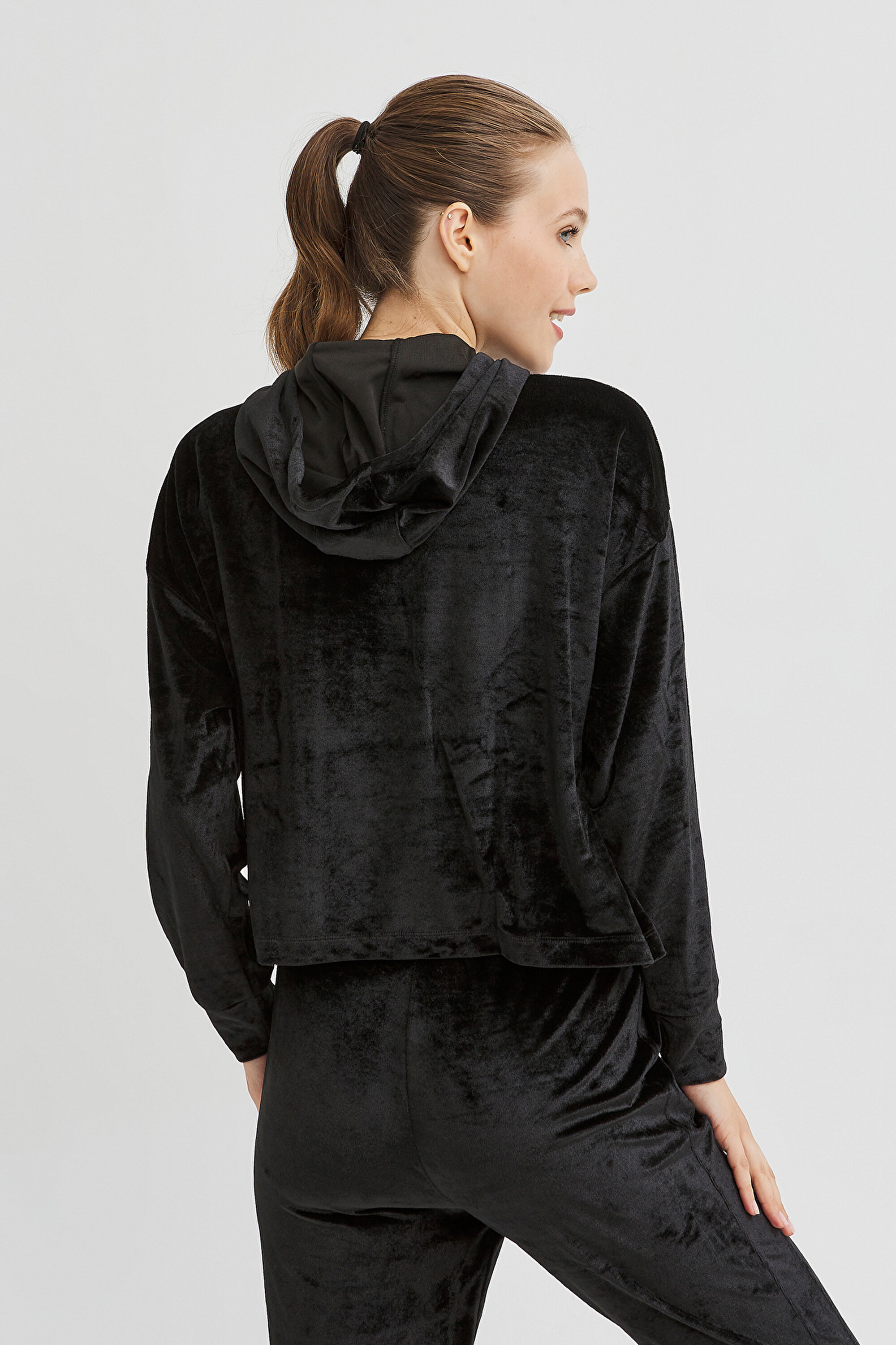 VELVET SWEATSHIRT, L, SH1 SIYAH