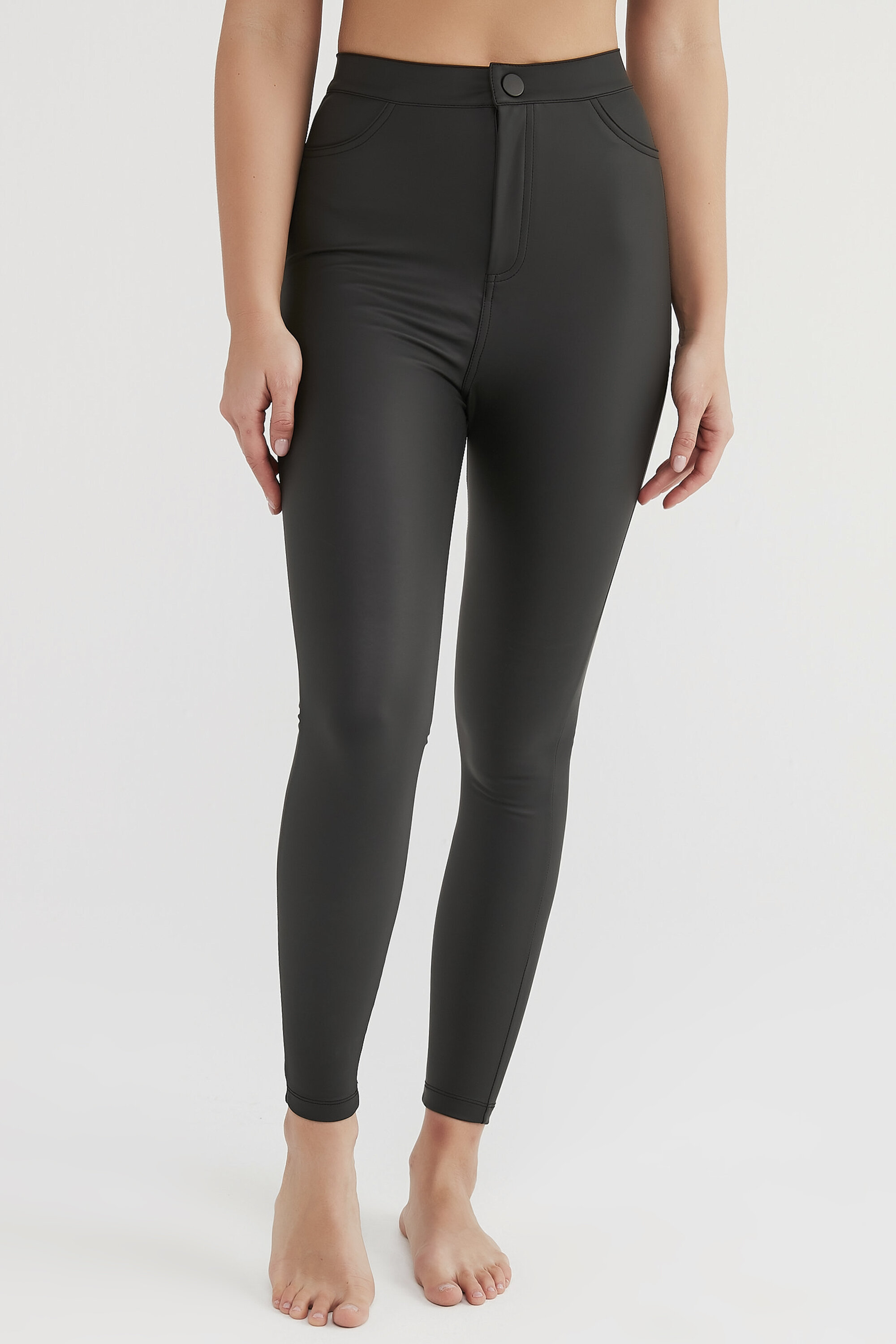 LEATHER LOOK THERMAL LEGGI, L, SH1 SIYAH