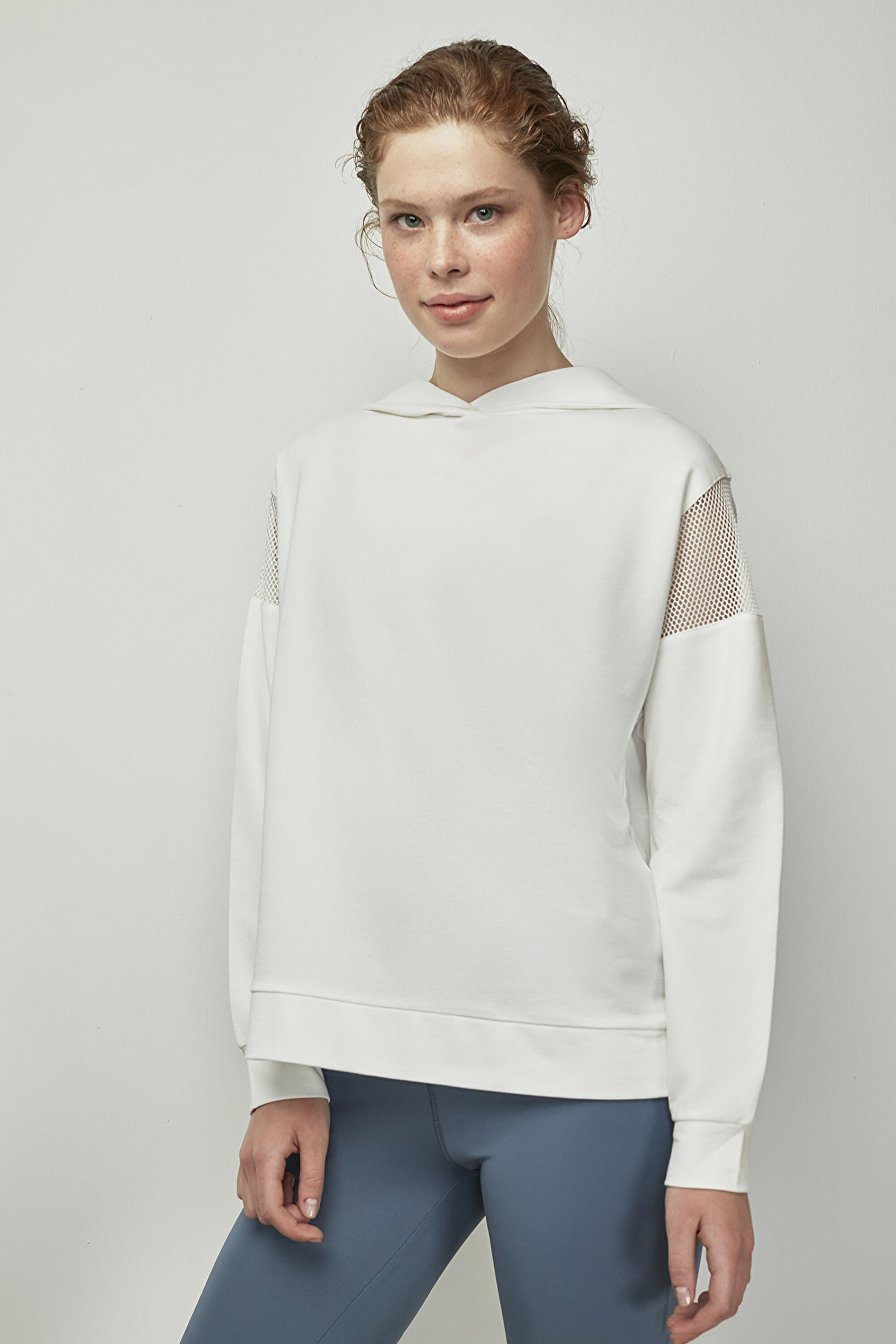 SHOULDER DETAILED HOODIE, L, BYZ BEYAZ1