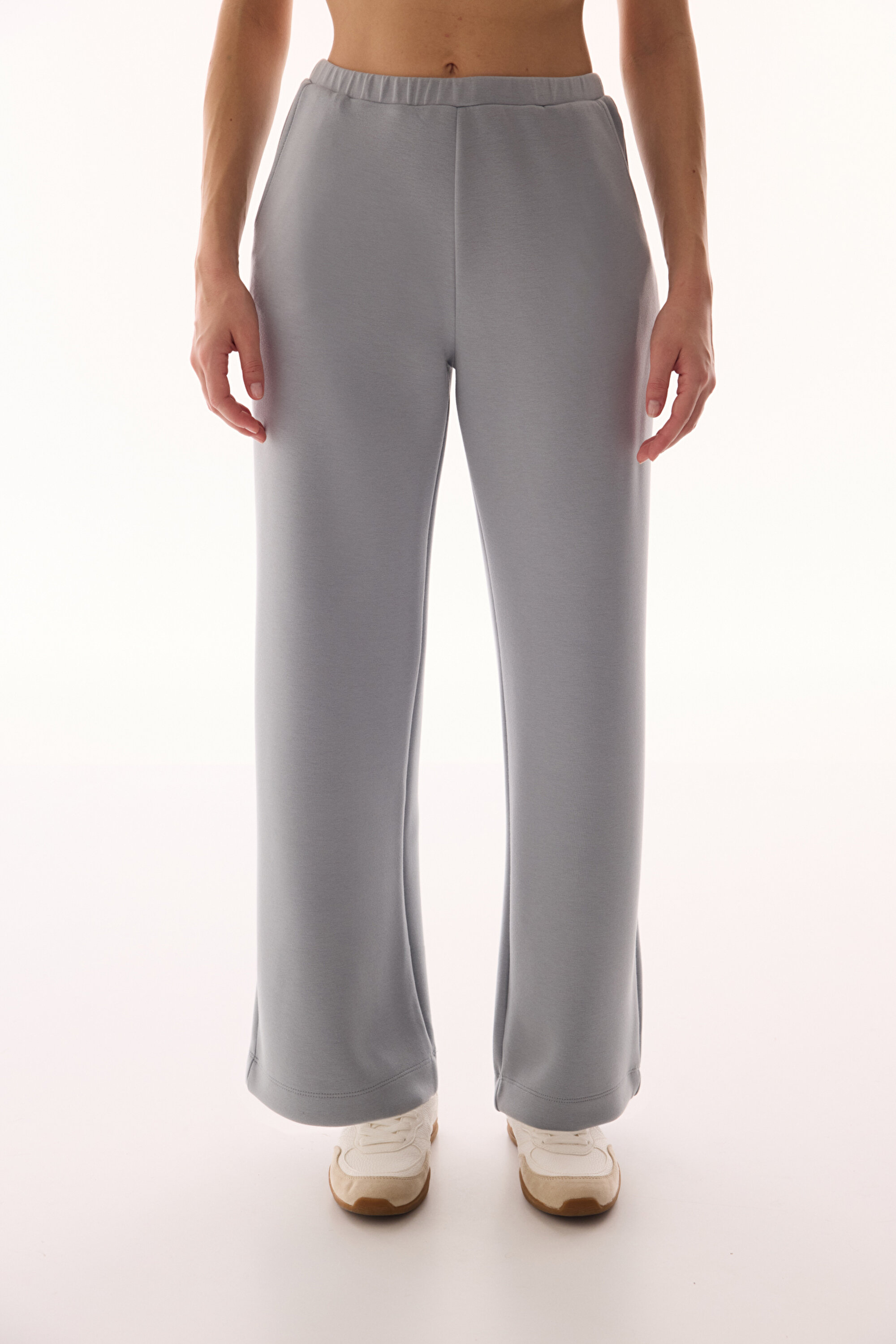 Gri Silky Touch Yüksek Bel Bol Paça Pantolon PHP7Z9JO26IY-GR24