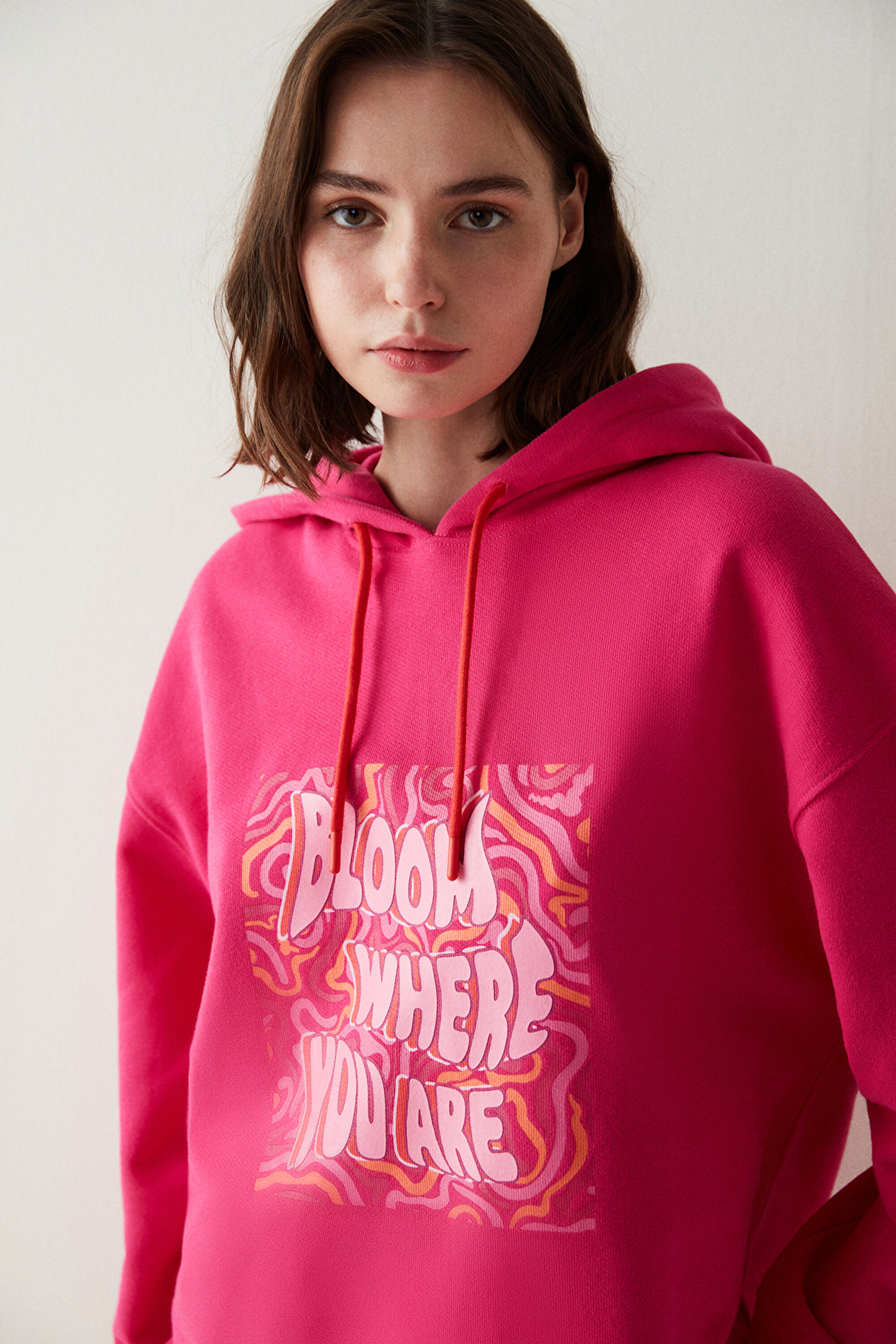 Yeni Aktif Hoodie Sweatshirt PHPT36DR23IY-FC19 - FUŞYA - Penti