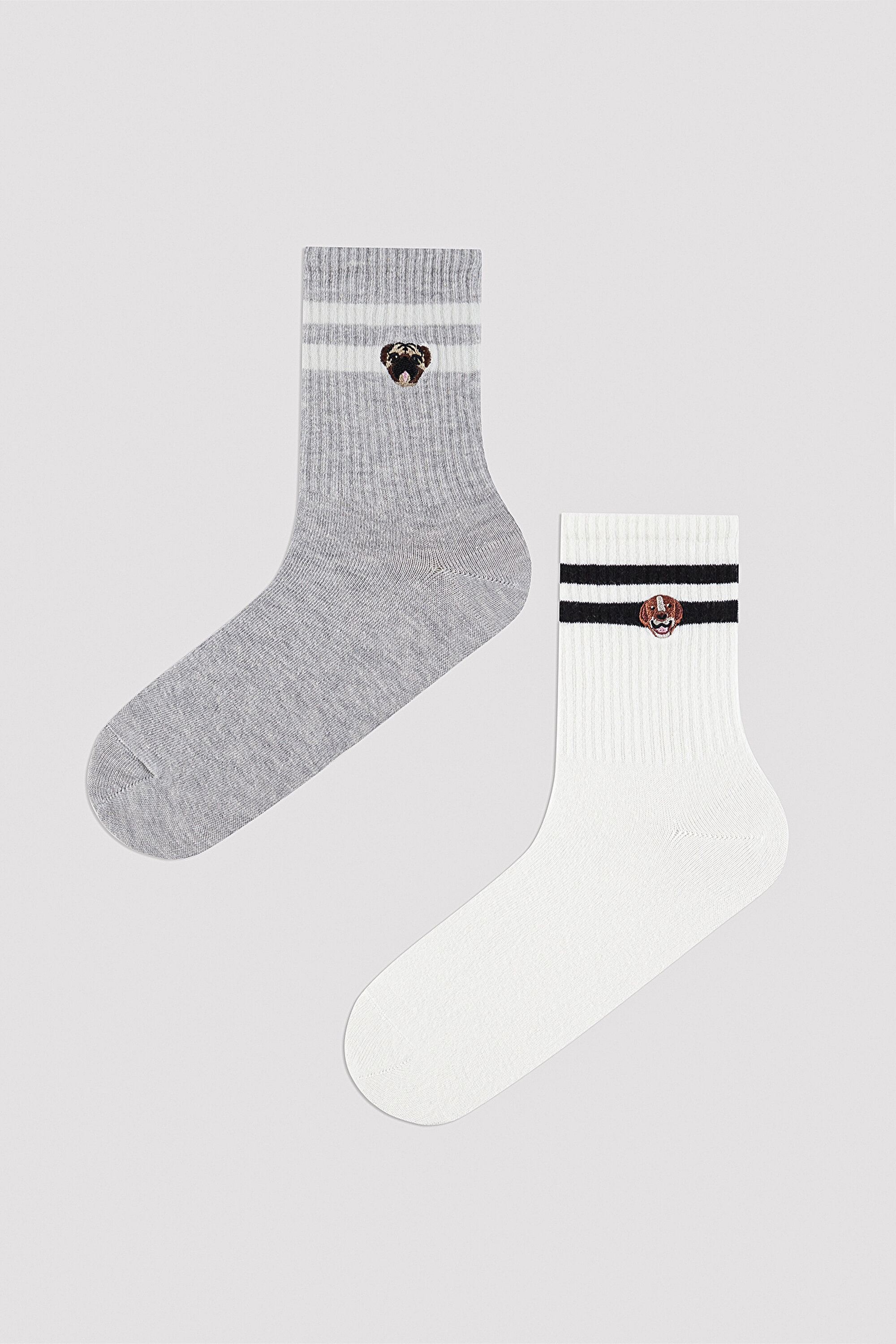 E.DOG 2LI SOKET, 39-42, GBY GRI BEYAZ