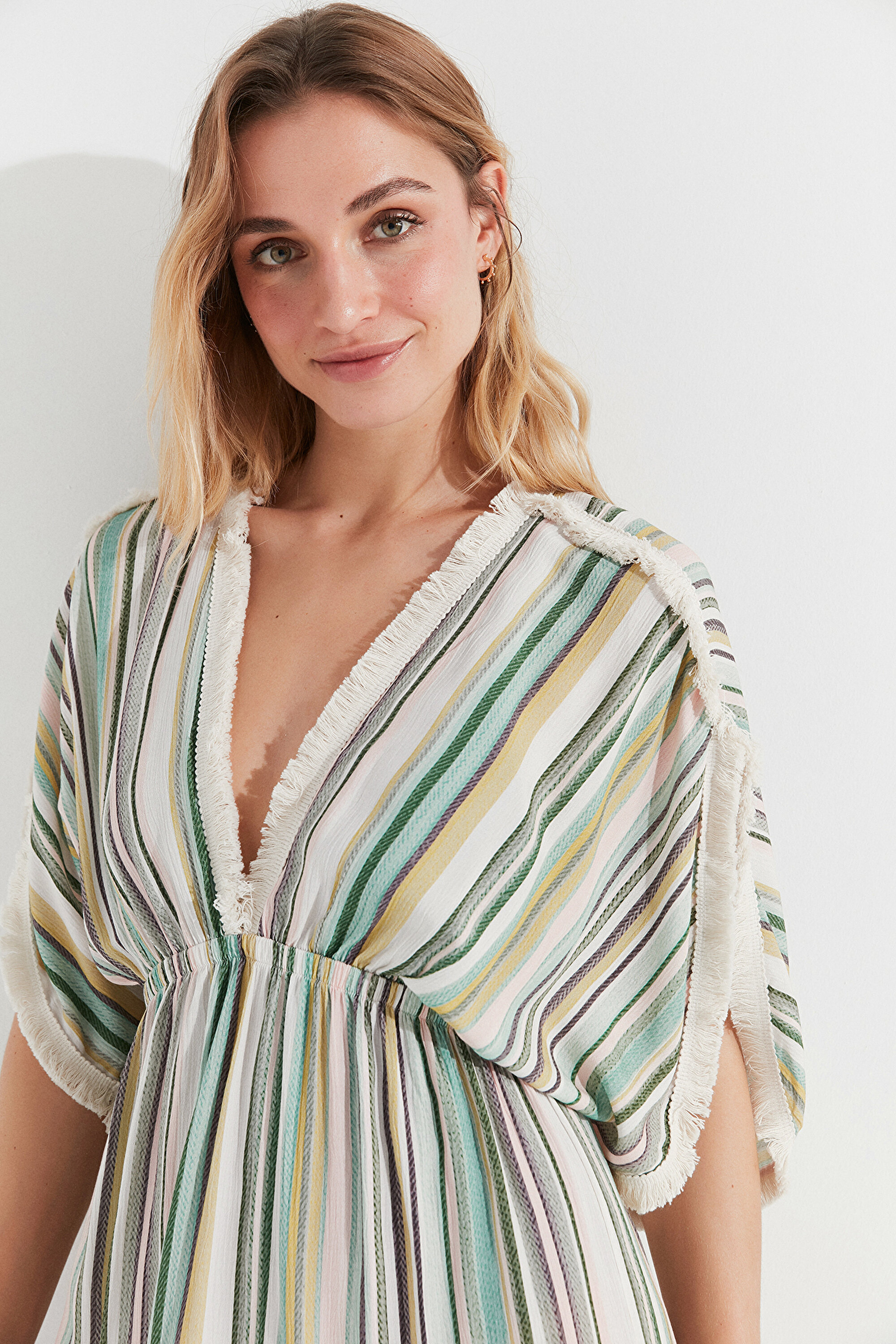 VINTAGE ELBISE, L, STR CIZGILI