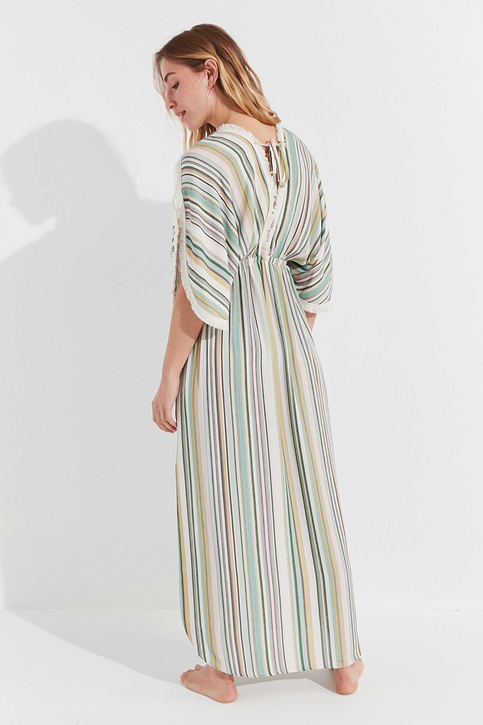 VINTAGE ELBISE, L, STR CIZGILI