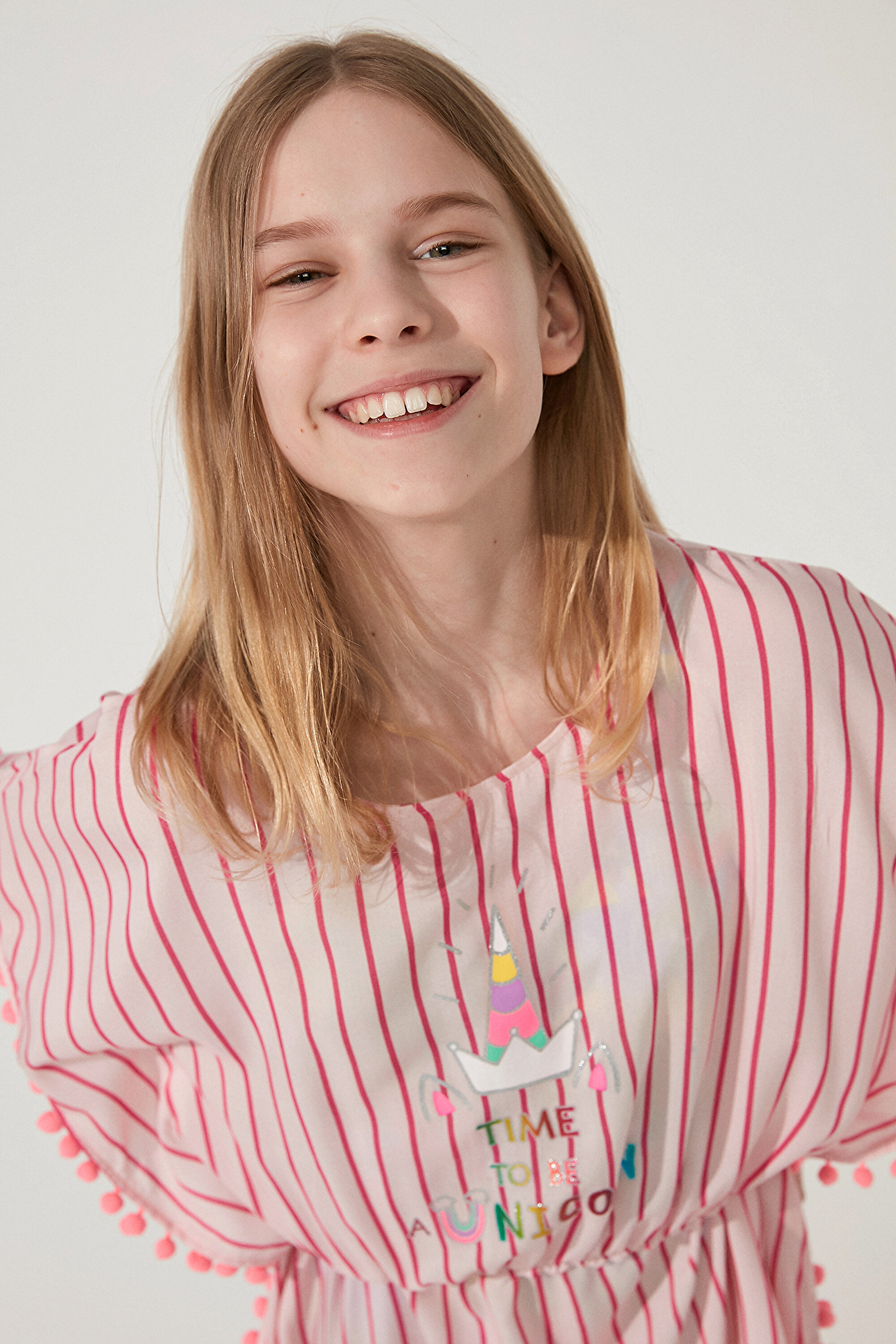 GIRLS UNICORN KAFTAN, 112, PP1 PEMBE