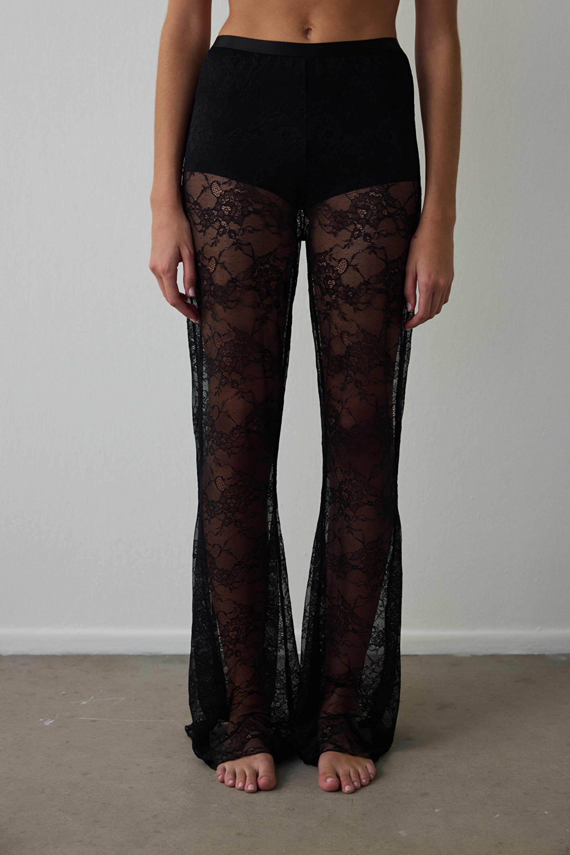 パンツ coyseio KNIT LACE PANTS : BLACK Siyah Lace Pants PL2IWU4325SK-BK3 - Siyah - Penti