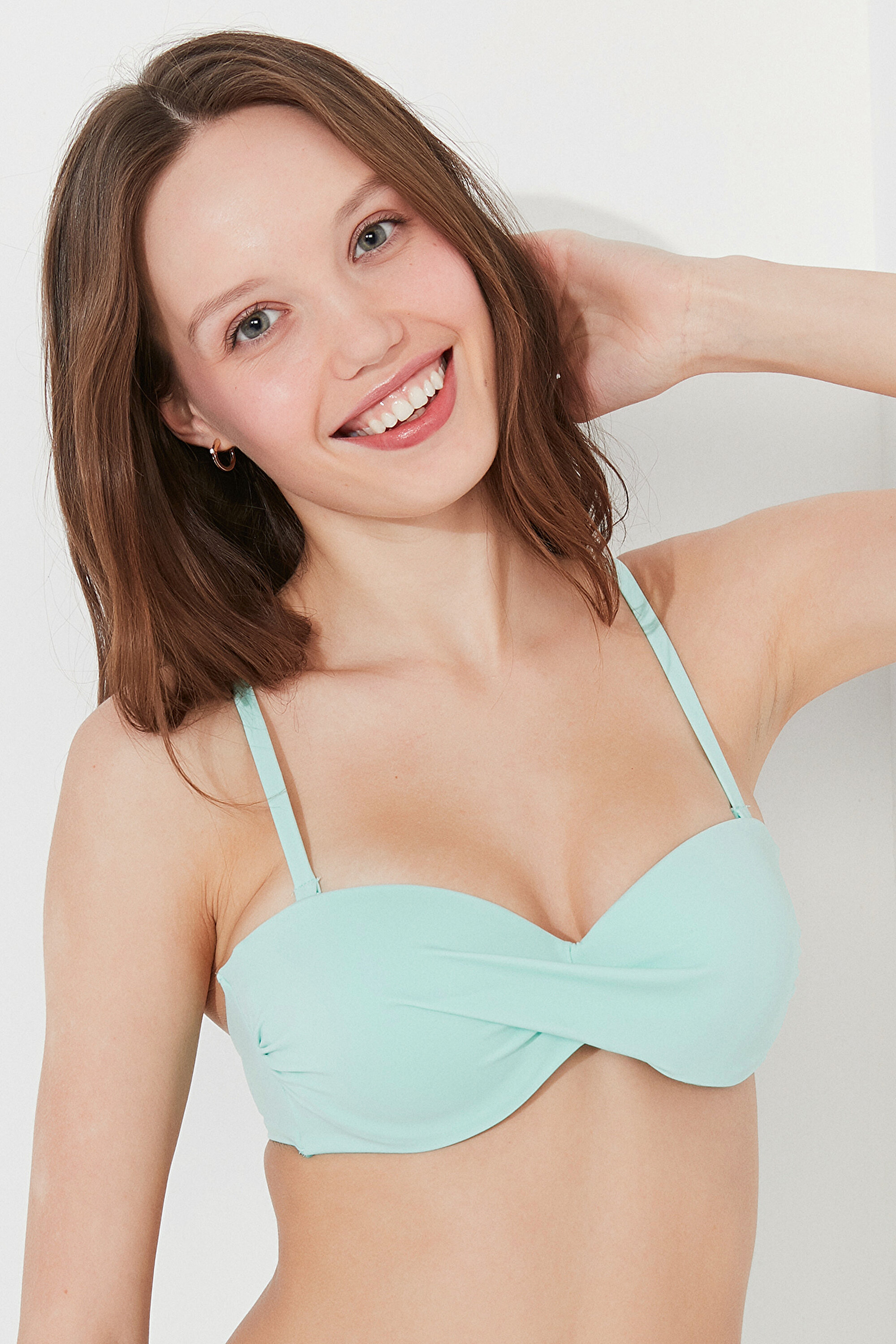 BASIC STRAPLESS CU, 34, MN18 MINT YESILI