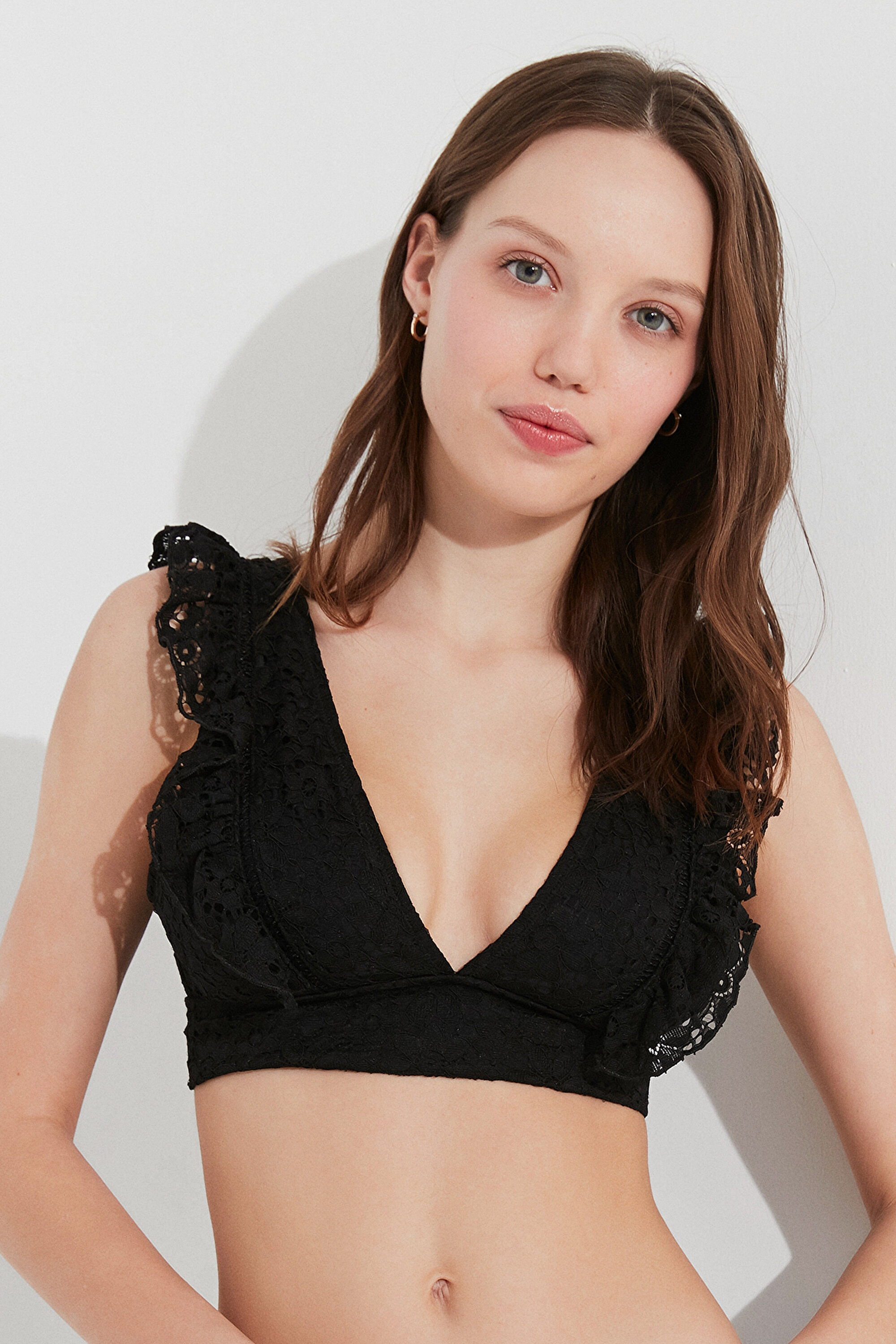 CASEY DEEP FRILL TOP, 34, BK5 SİYAH