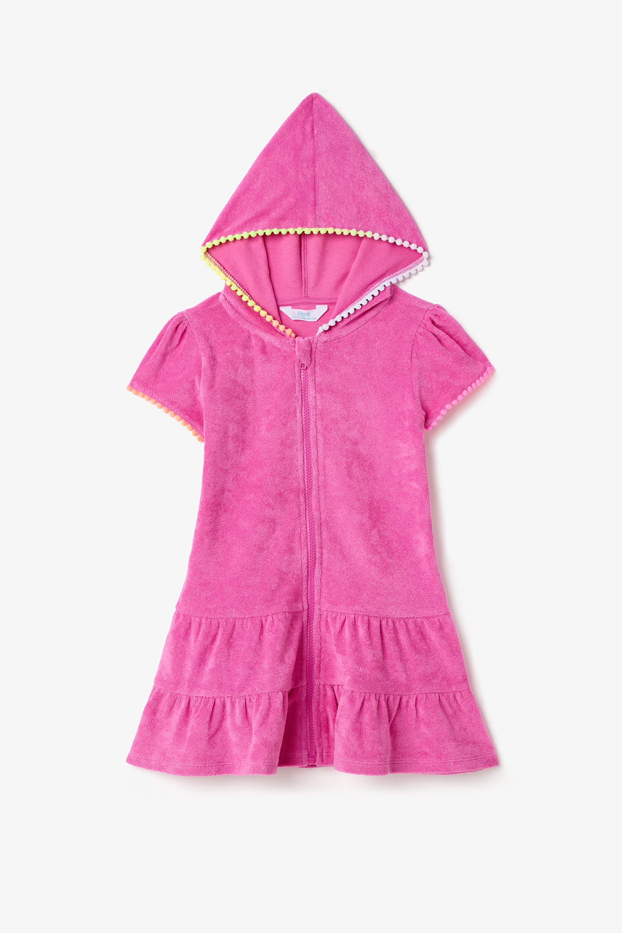 Pembe Kız Çocuk Sweat Pastel Fermuarlı Havlu Kaftan PLAT8CZA25IY