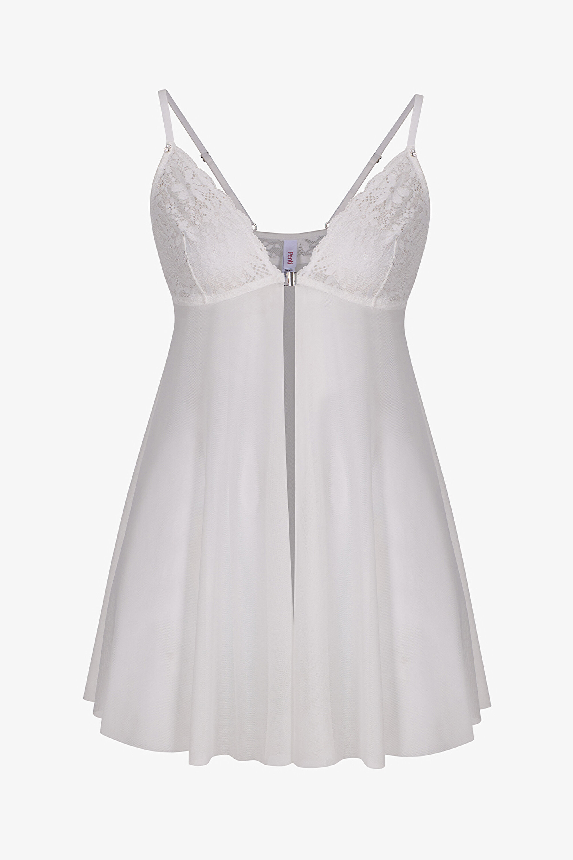 Kırık Beyaz Front Opening Babydoll PLAXTV7226IY-B32 - Beyaz - Penti
