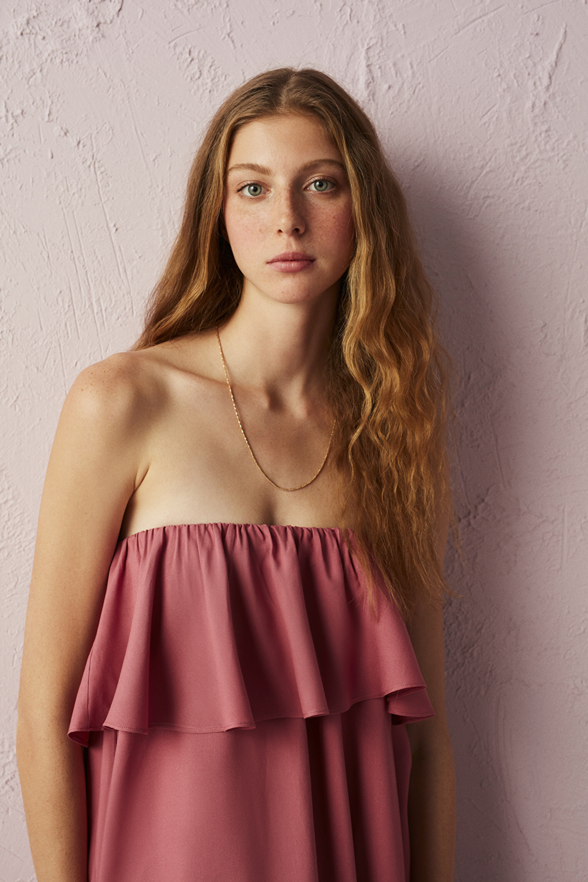 RUFFLED ELBISE, L, RE13 GUL KURUSU