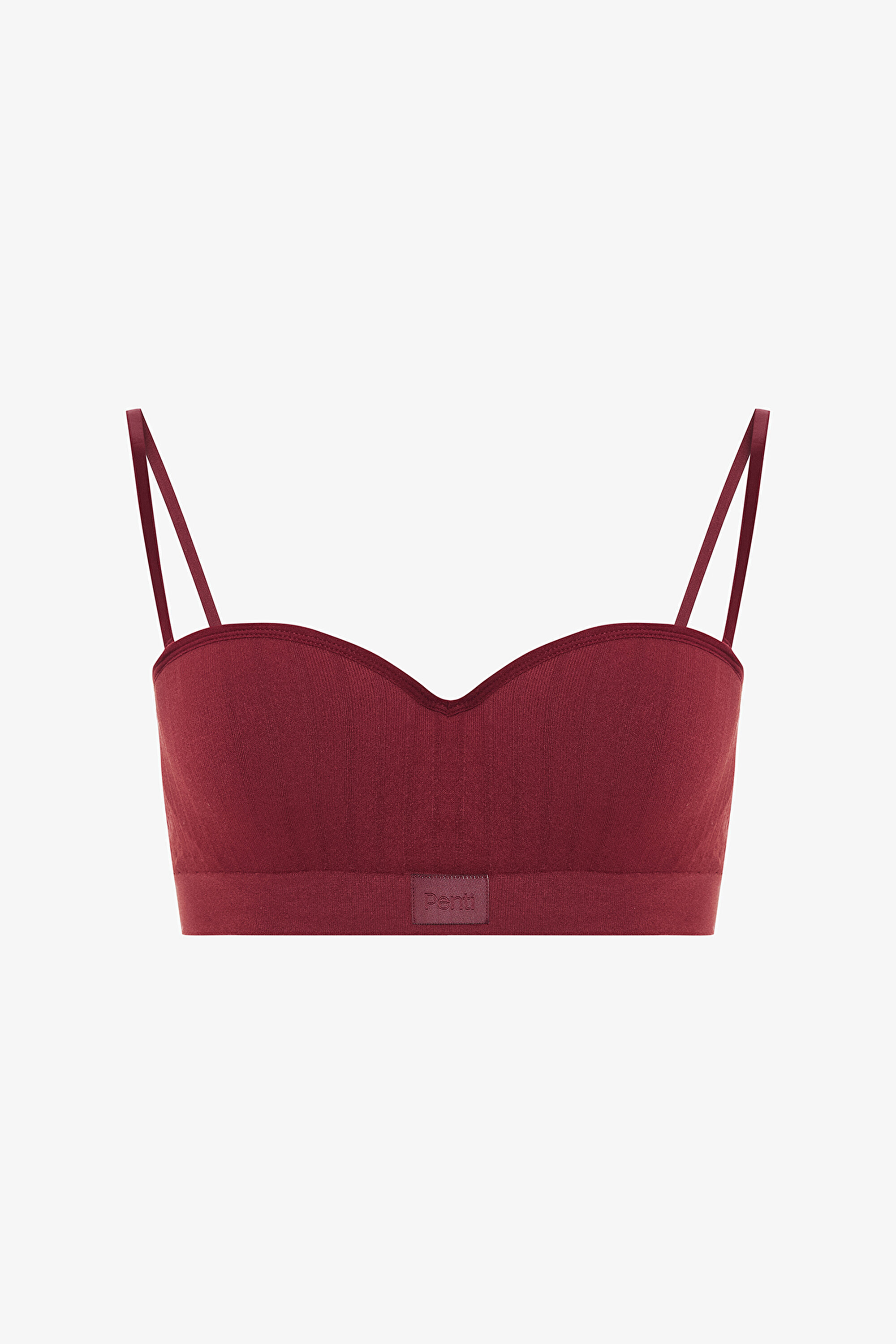 Bordo Stardoll Dikişsiz Balenli Push Up Straplez Sütyen