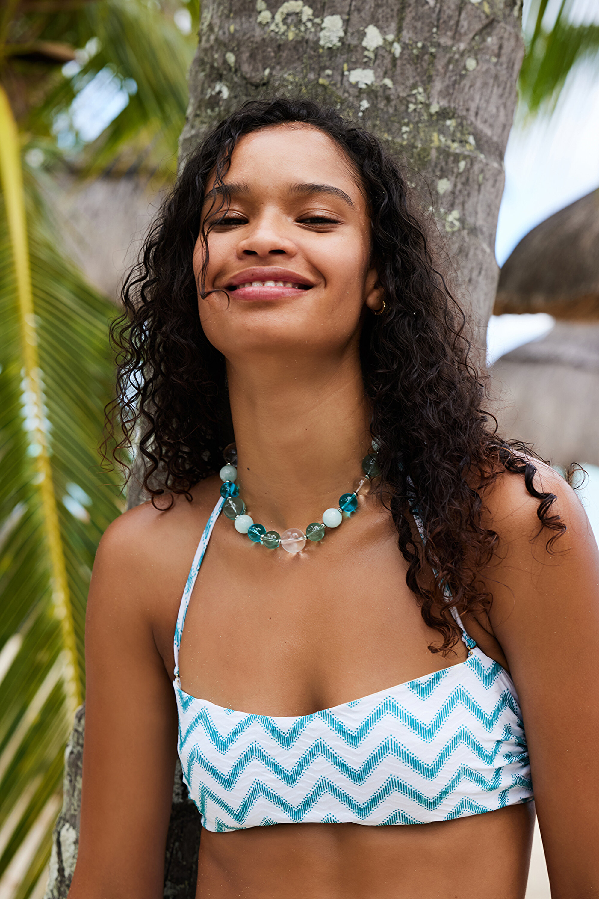 Multi Color Biana Green Strapless Boned Bikini Top