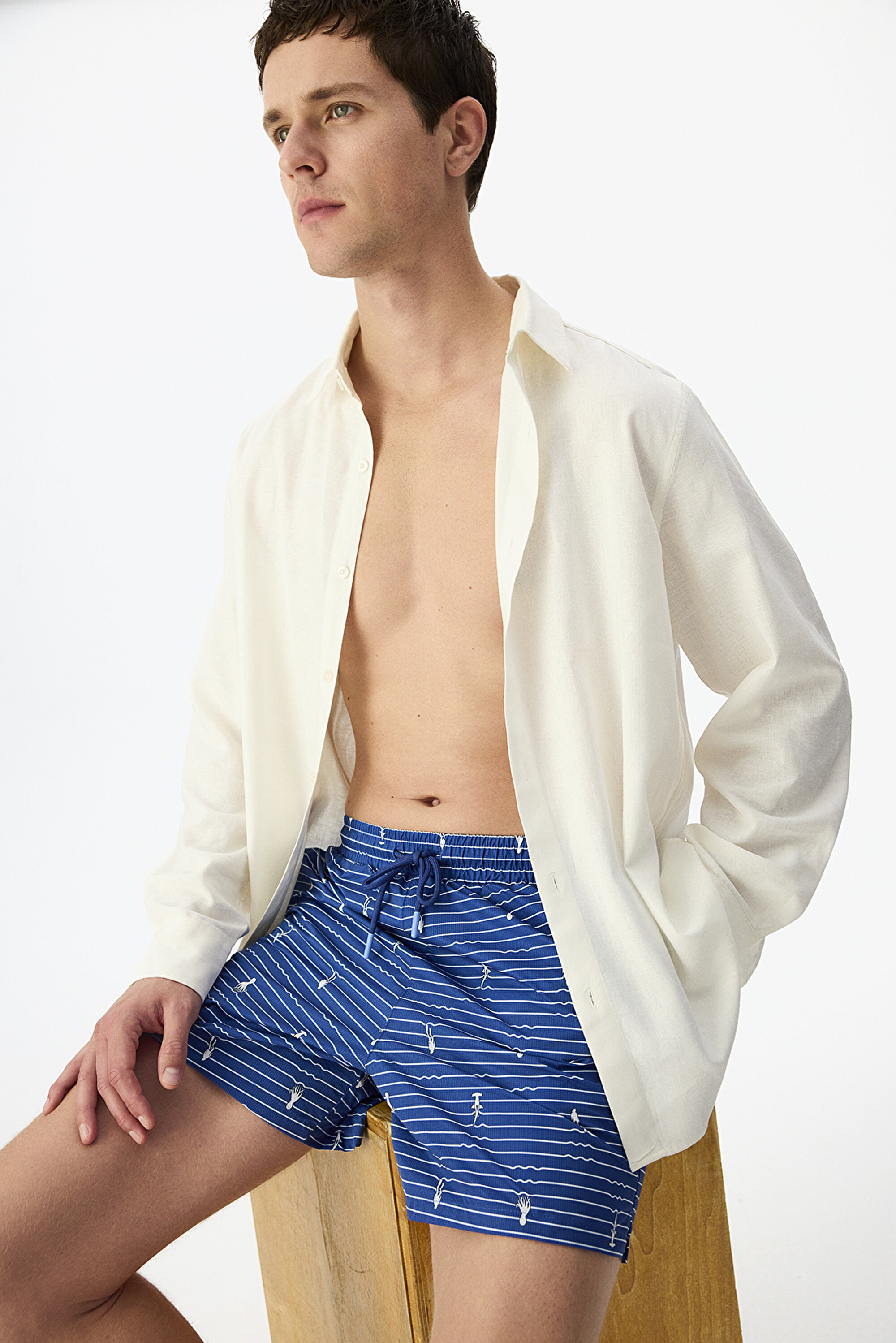 Men's Blue Ocean Octopus Patterned Shorts PLMN5H0Y26IY-BE67 - Penti