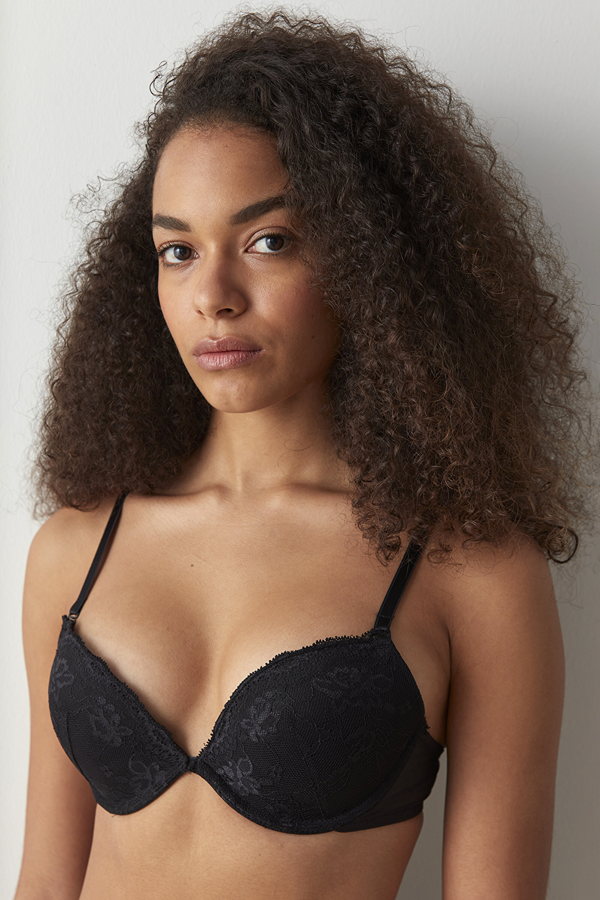 Wowbra Lace Push Up Dolgulu Sütyen PLWOWBLS13IY-b1 - Siyah - Penti