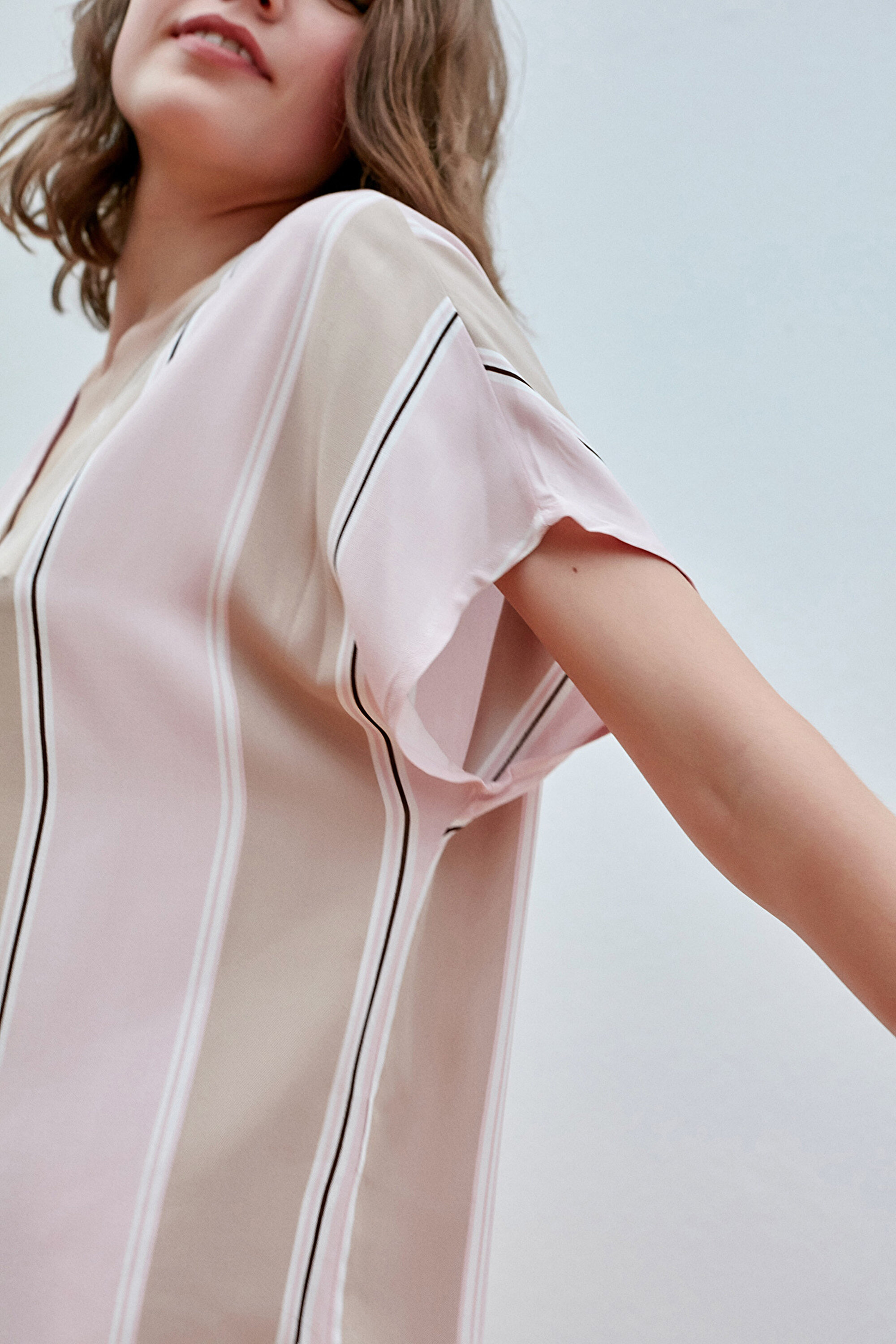 SOFT STRIPES SS GÖMLEK PAN, L, LTT LATTE