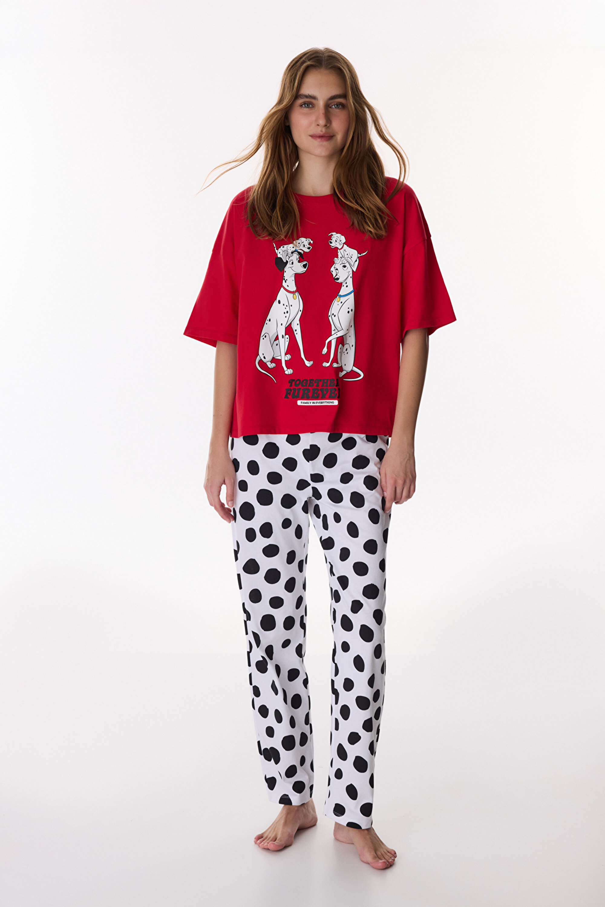 Red Furever Pants Pajama Set PN31GIPI26IY-RD21 - Penti