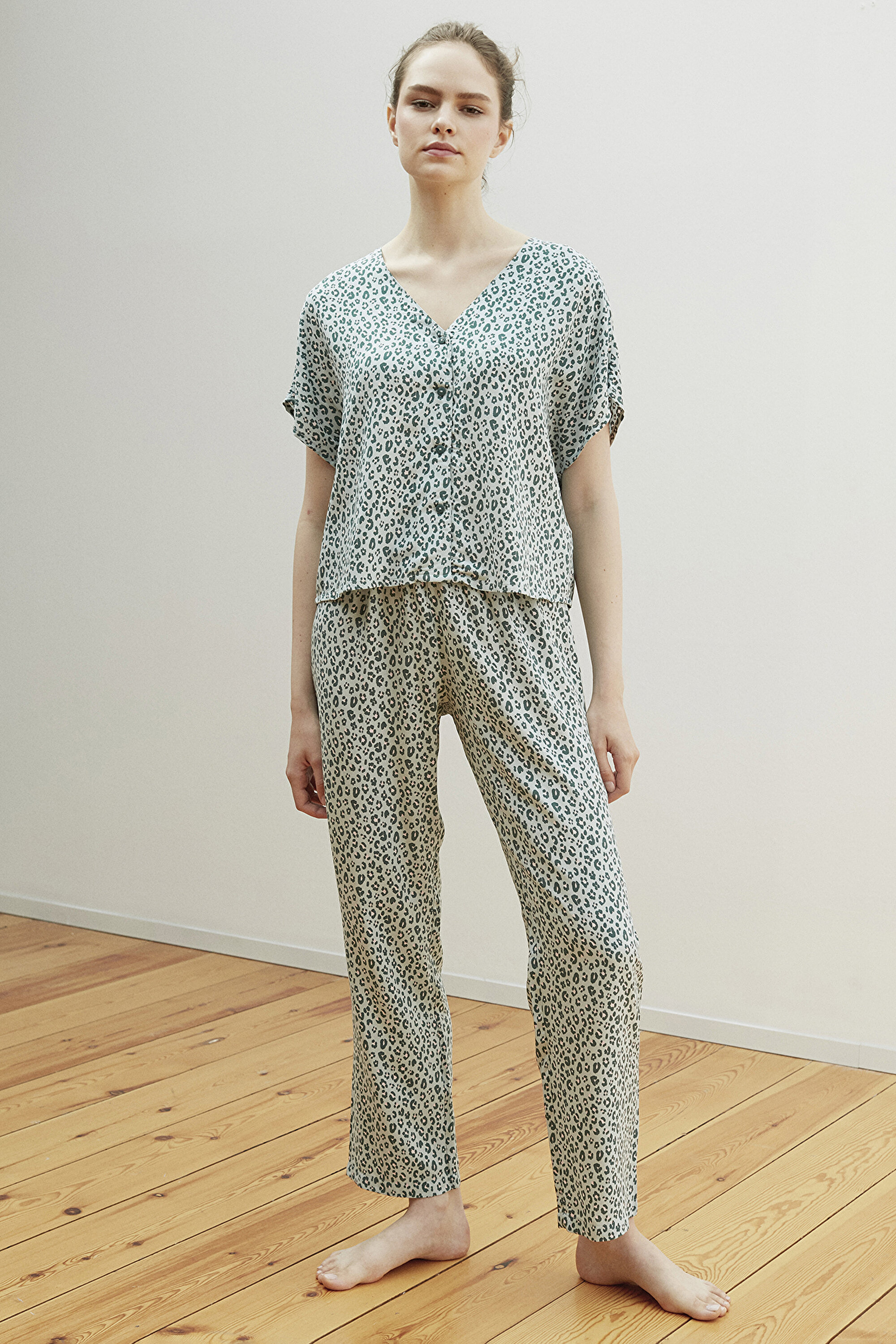 LEOPARD SS GÖMLEK, 3XL, A34 ANTIK YESIL