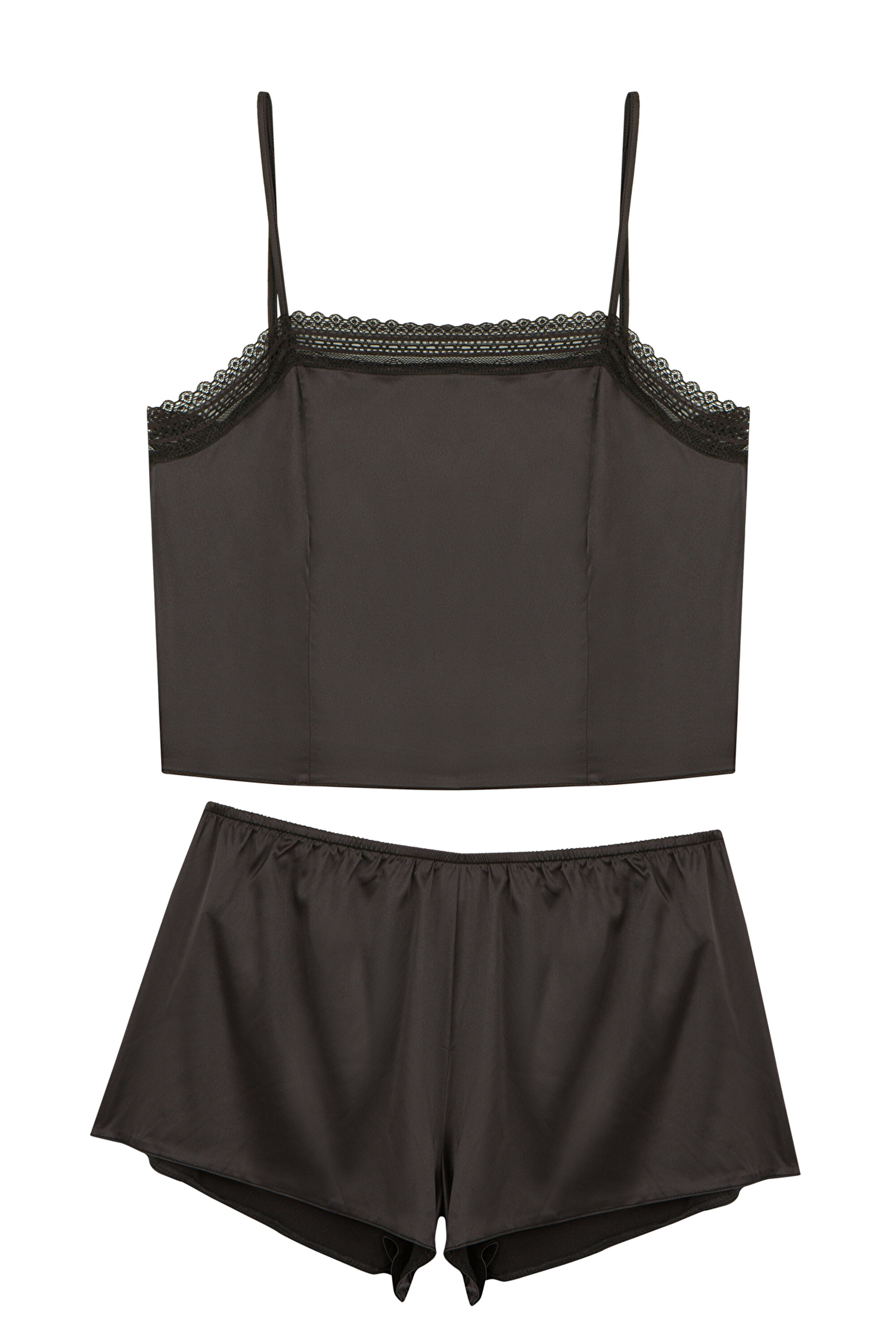 LAILA SATIN ATLET SORT SET, L, BK3 SIYAH
