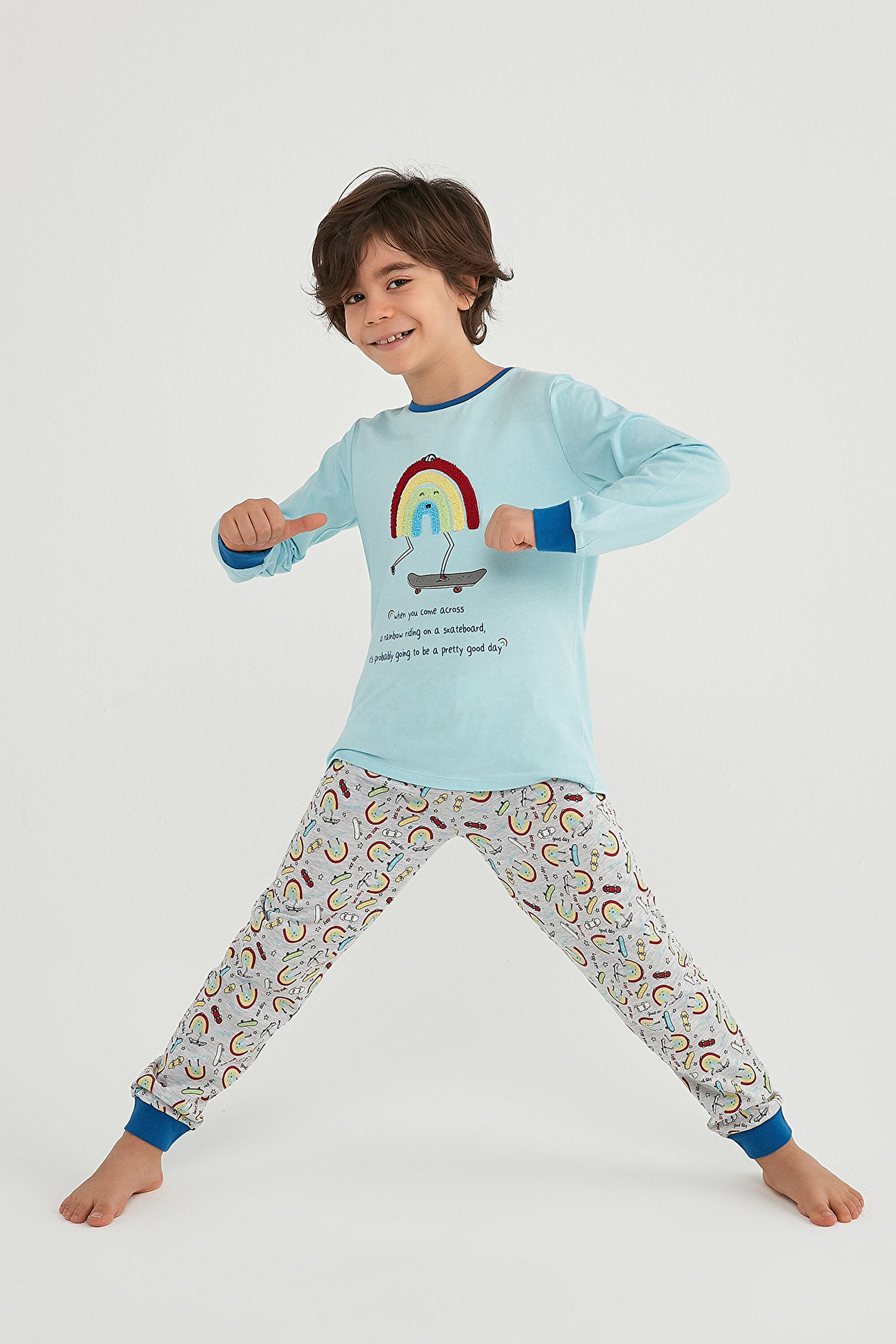 BOYS SKATER RAINBOW LS 2, 11-12, MIX MIX