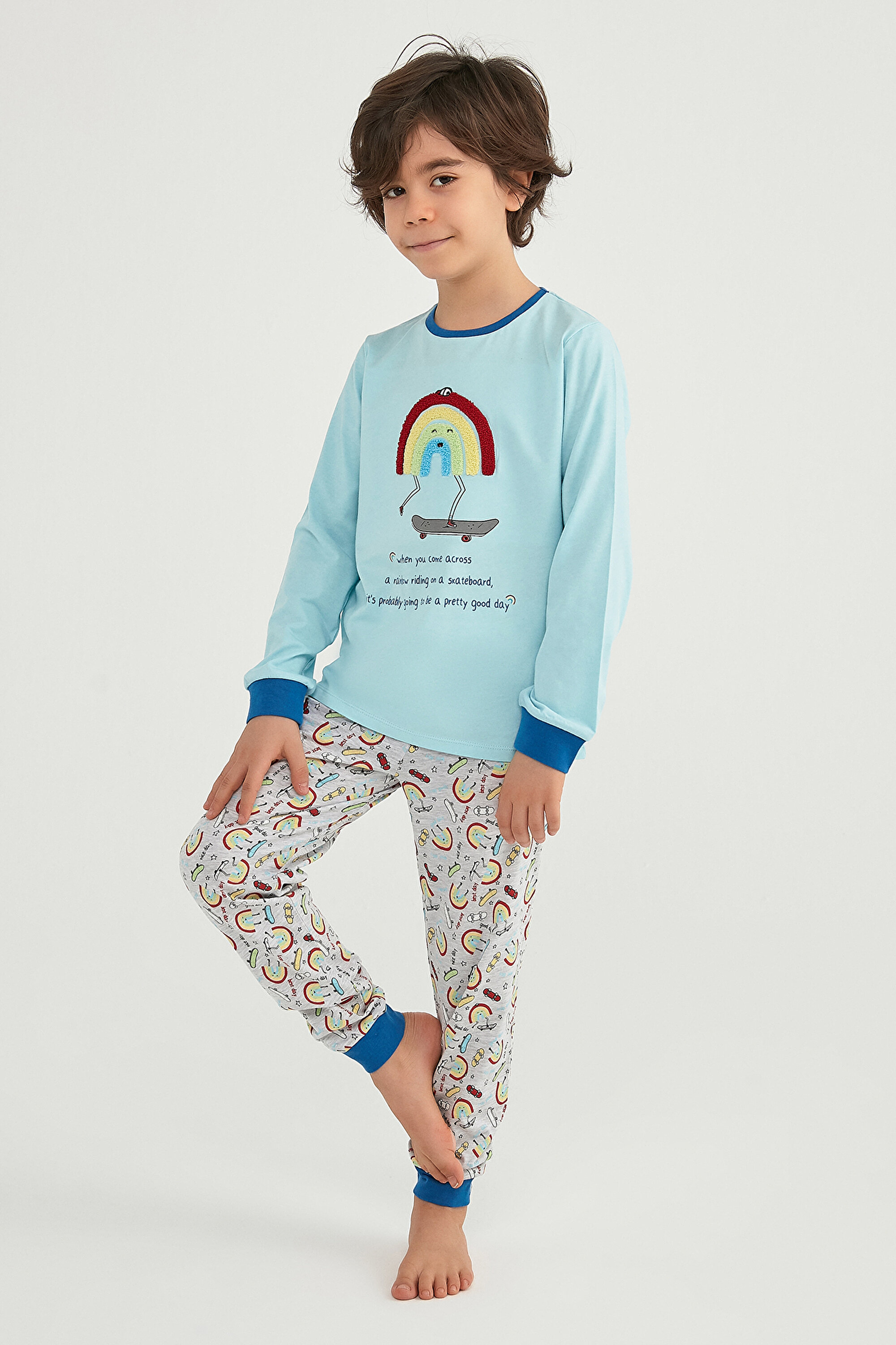 BOYS SKATER RAINBOW LS 2, 11-12, MIX MIX