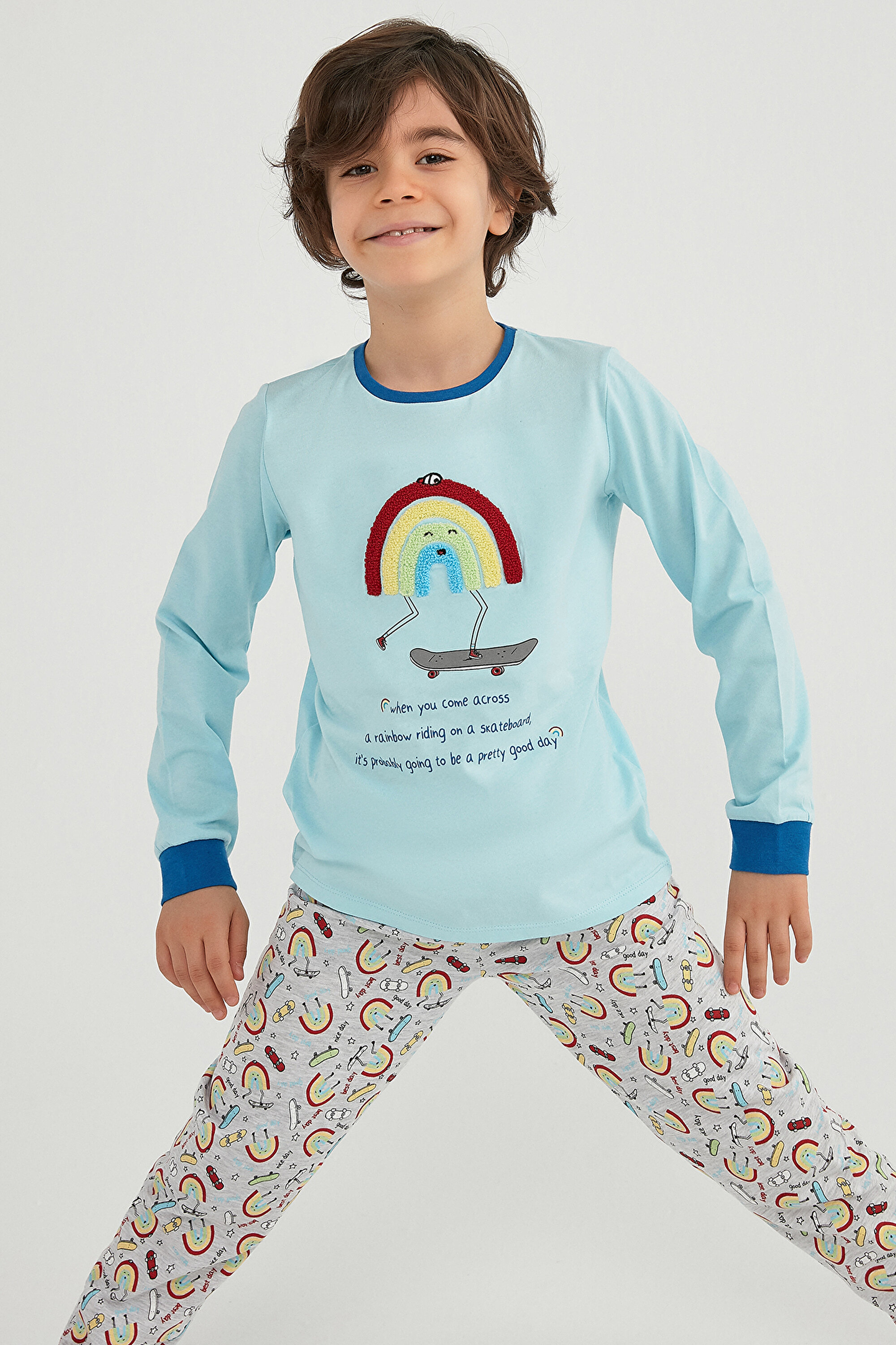 BOYS SKATER RAINBOW LS 2, 11-12, MIX MIX