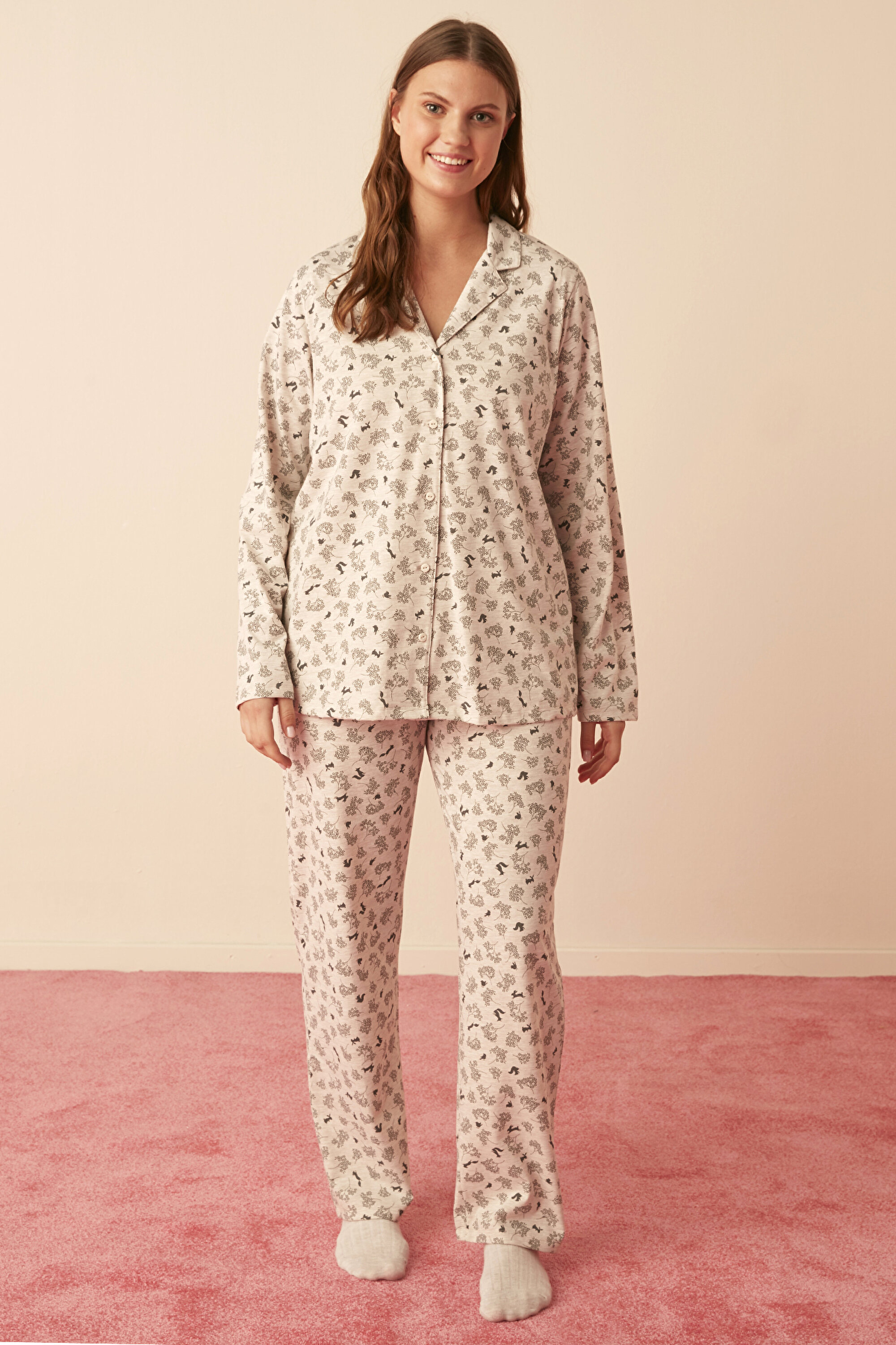 MAMA FLORAL LS GÖM, 3XL, BEM BEJ MELANJ1
