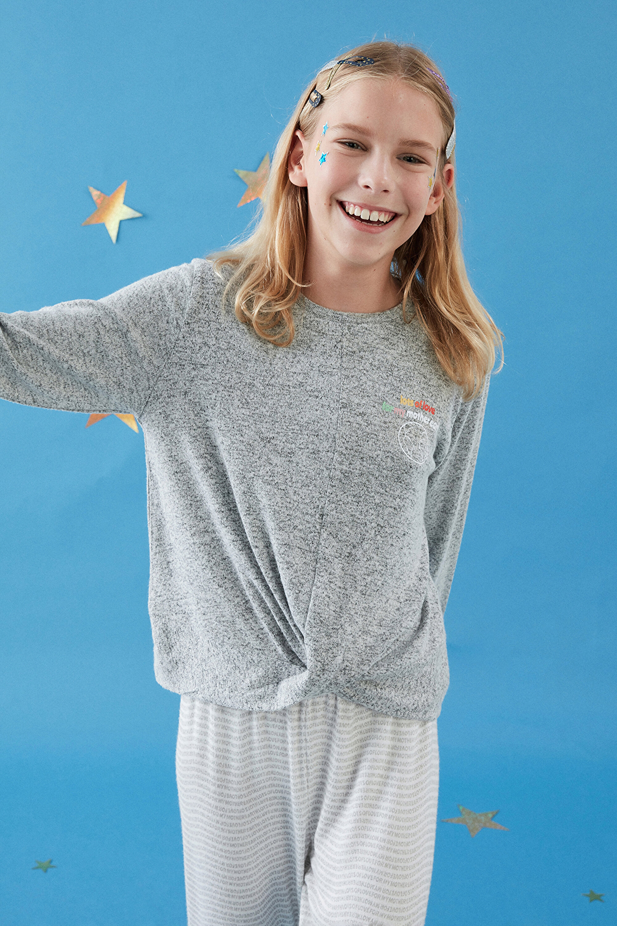 TEEN WAVE LETTER LS 2LI PJ, 112, MIX MIX